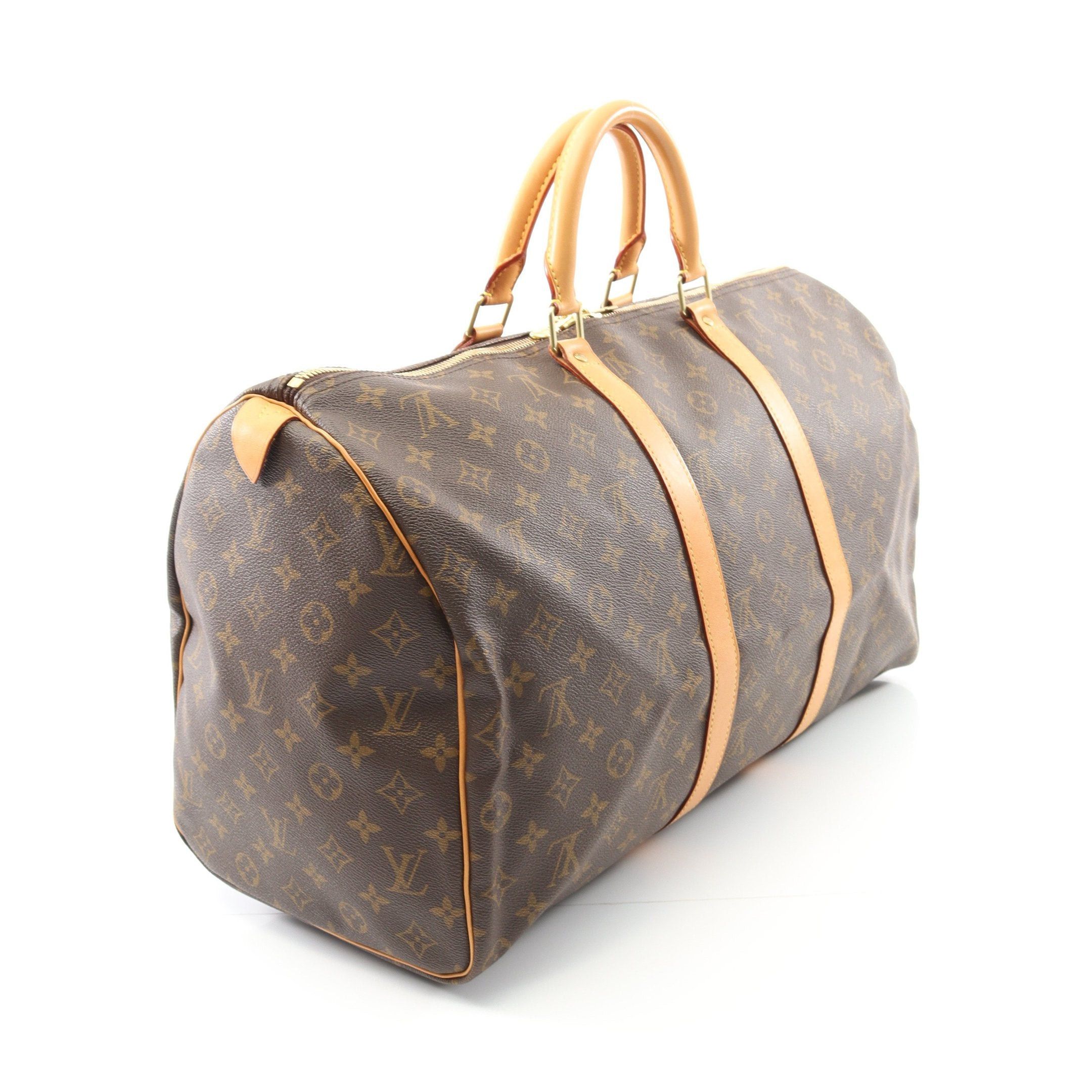 Louis Vuitton Louis Vuitton Keepall 50 Monogram Boston Bag Leather Brown Size ONE SIZE - 2 Thumbnail
