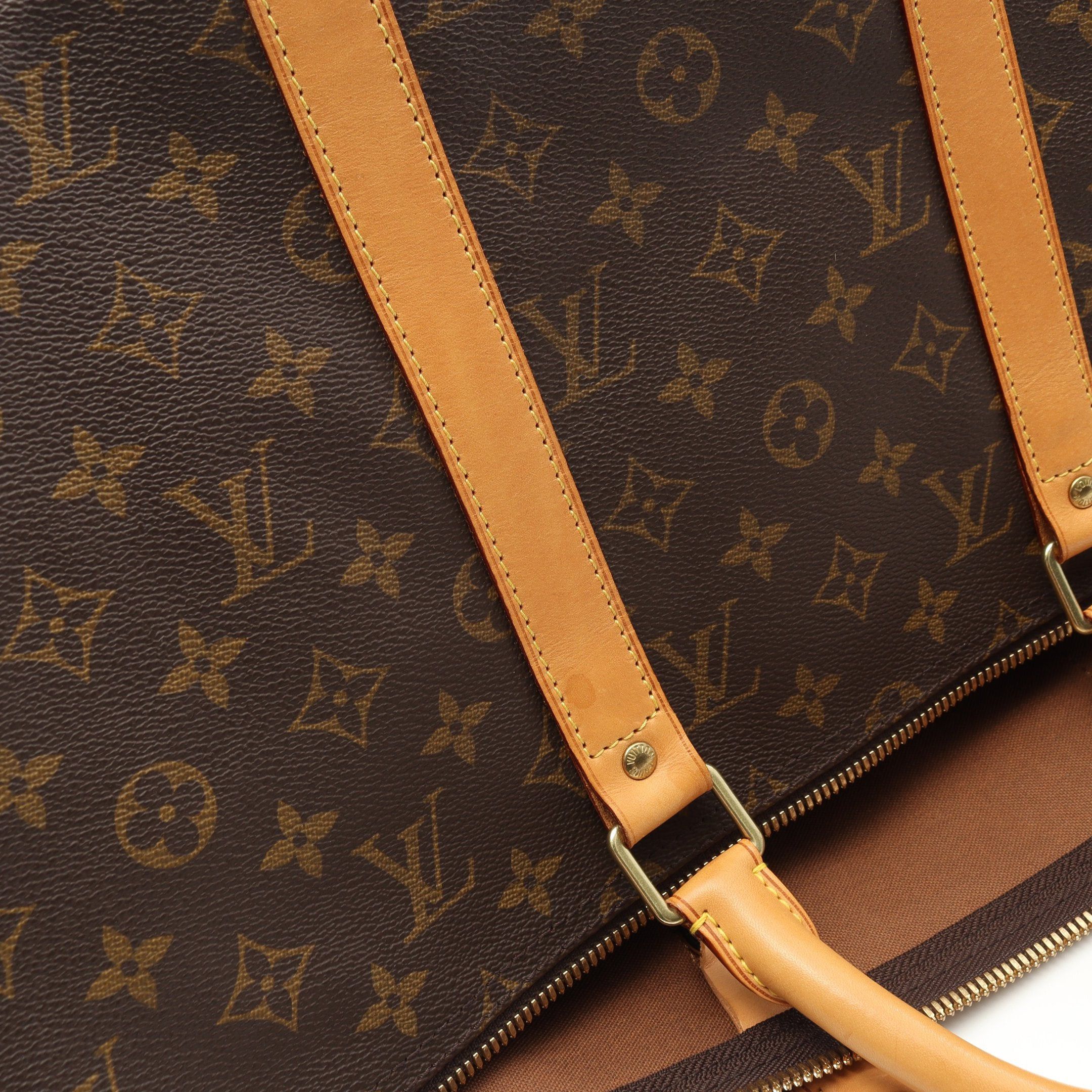 Louis Vuitton Louis Vuitton Keepall 50 Monogram Boston Bag Leather Brown Size ONE SIZE - 7 Thumbnail