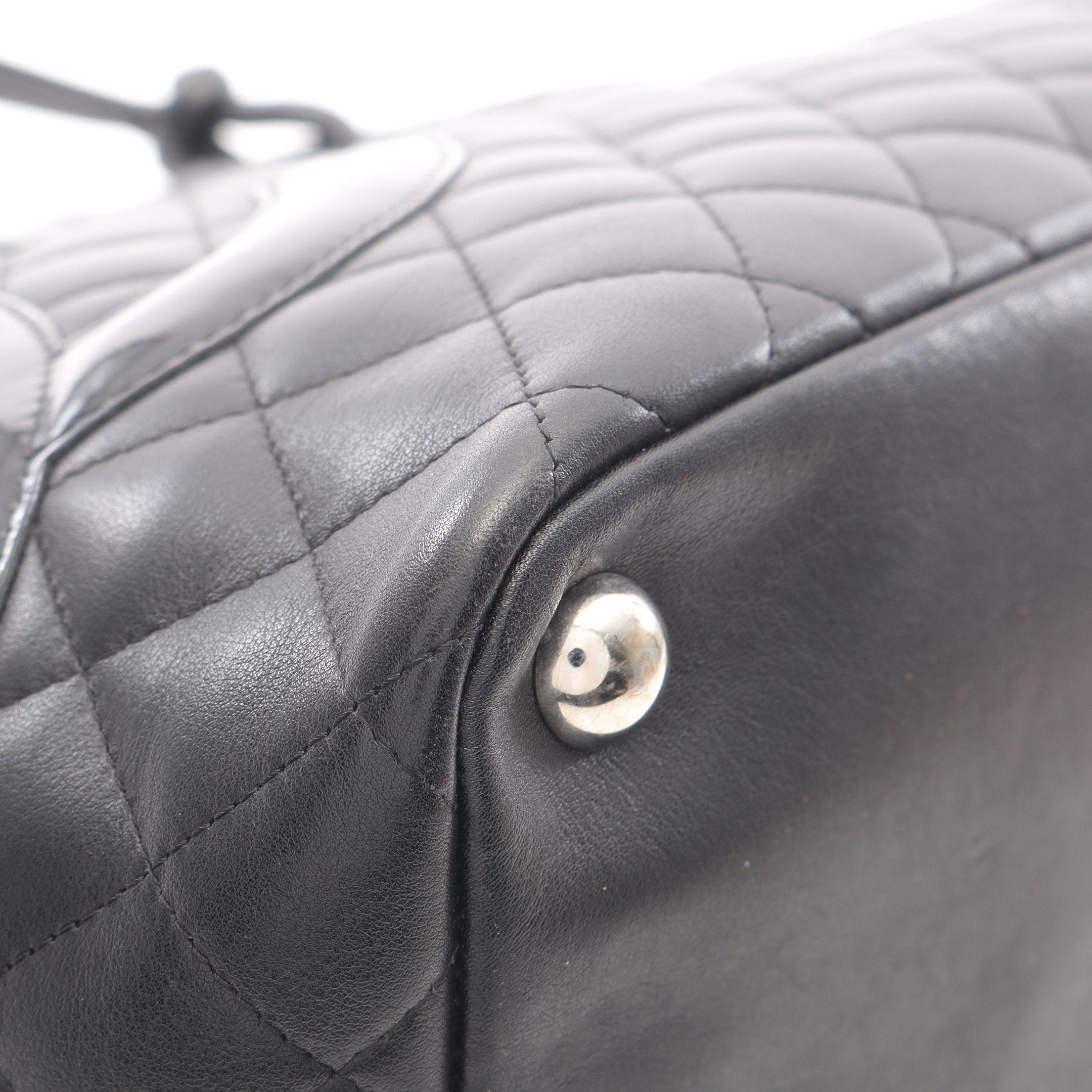 Chanel Chanel Cambon Line Large Shoulder Bag Tote Leather Patent Black Silver Hardware Size ONE SIZE - 10 Thumbnail