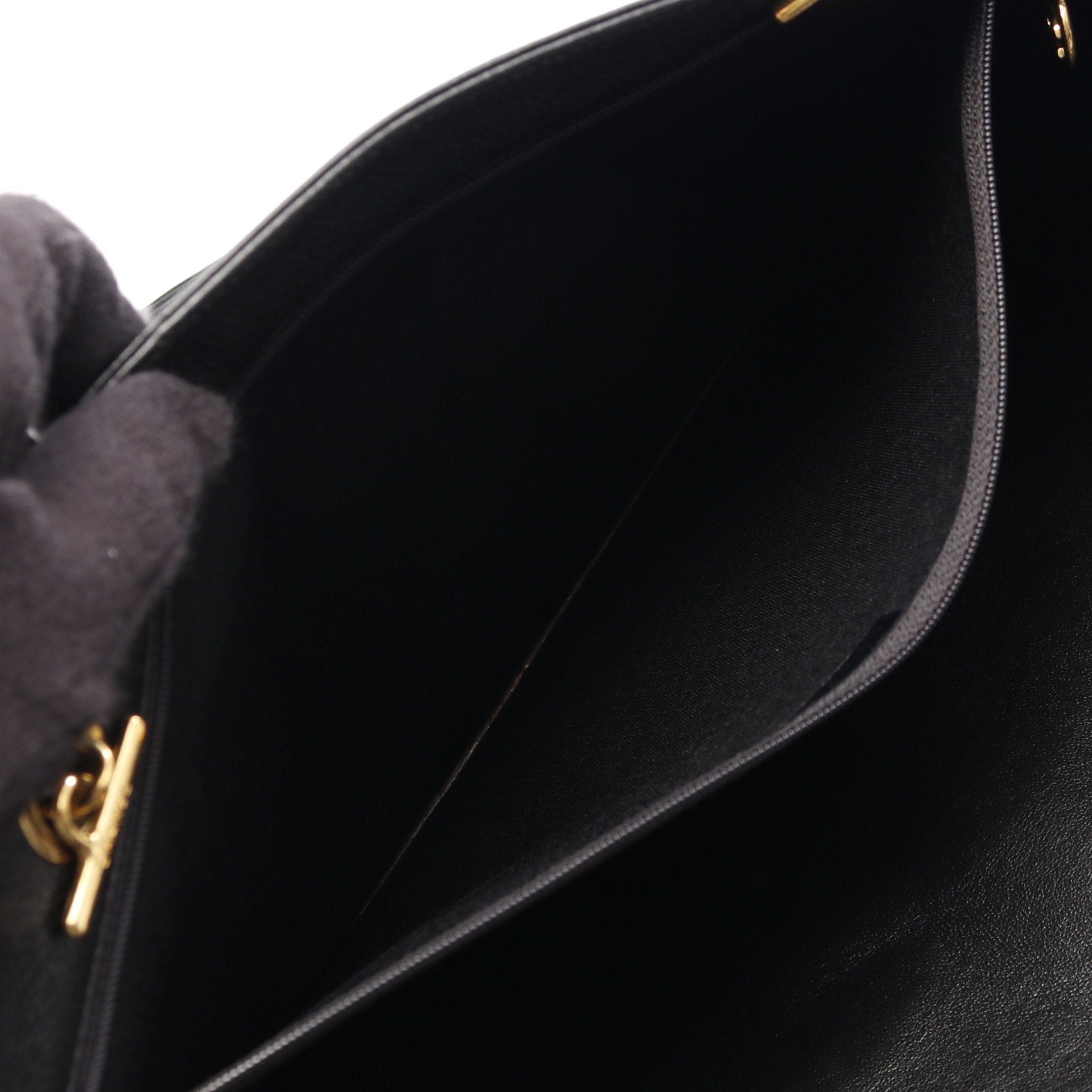 Chanel Coco Mark Shoulder Bag Tote Caviar Skin Black Gold Hardware