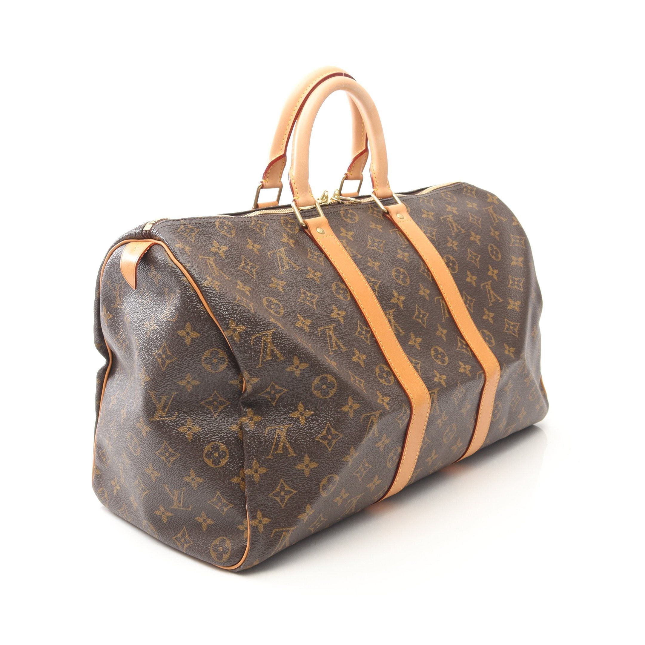 Louis Vuitton Louis Vuitton Keepall 45 Monogram Boston Bag Leather Brown Size ONE SIZE - 2 Thumbnail