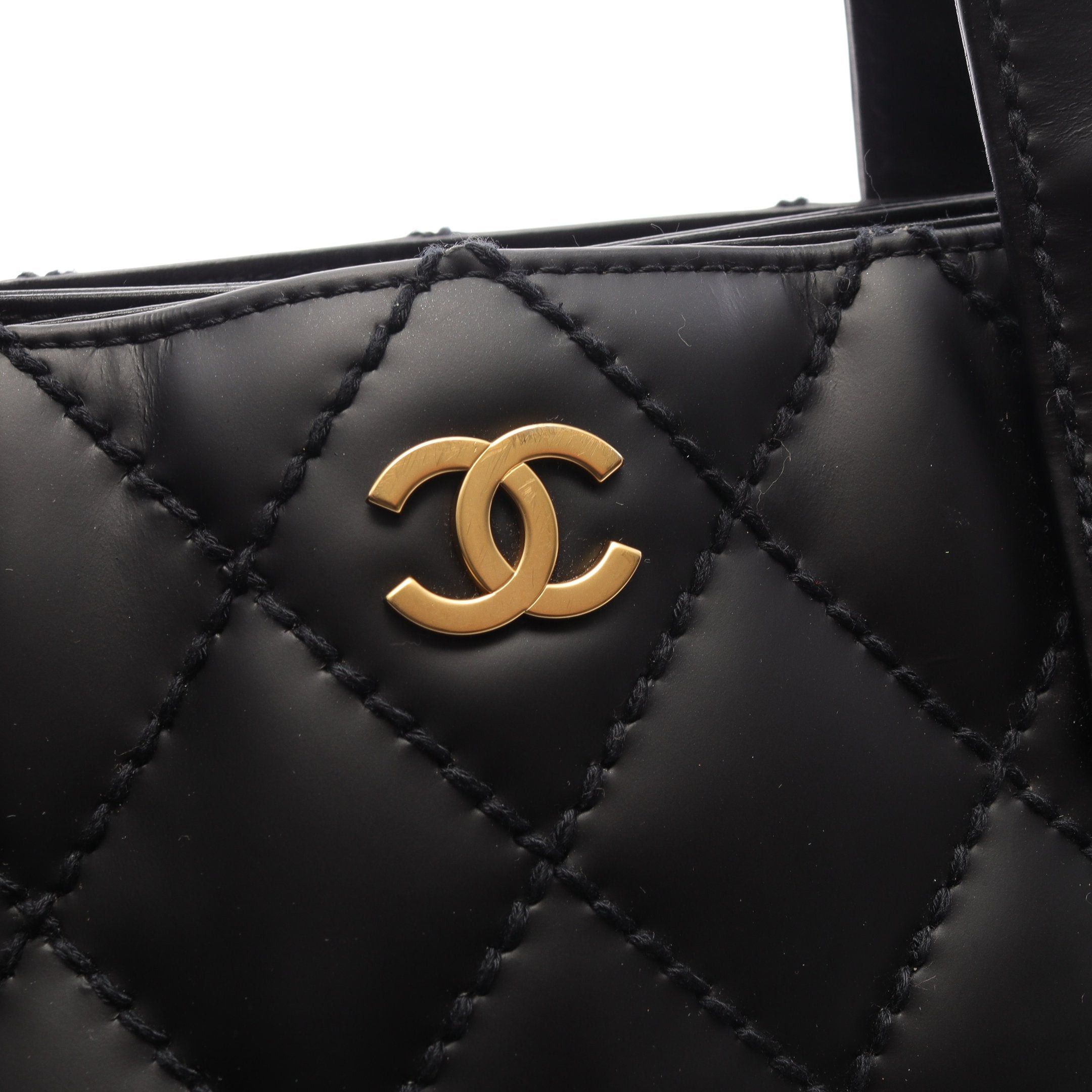 Chanel Chanel Wild Stitch Handbag Tote Bag Leather Black Gold Hardware Size ONE SIZE - 11 Thumbnail