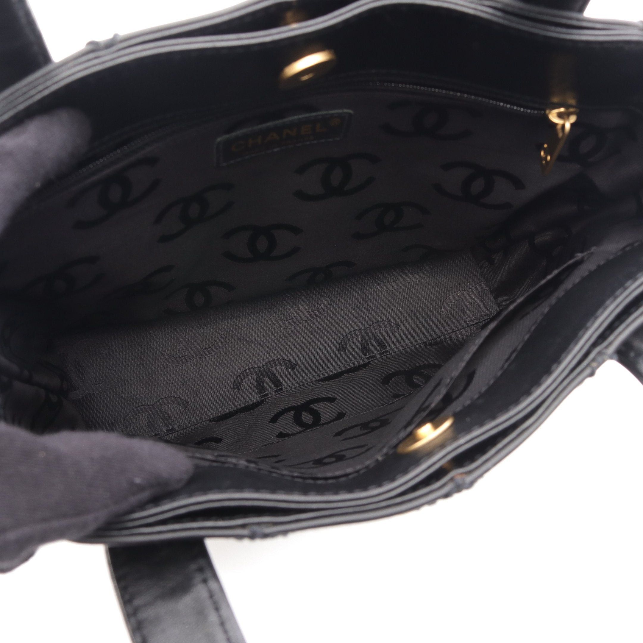Chanel Chanel Wild Stitch Handbag Tote Bag Leather Black Gold Hardware Size ONE SIZE - 3 Thumbnail