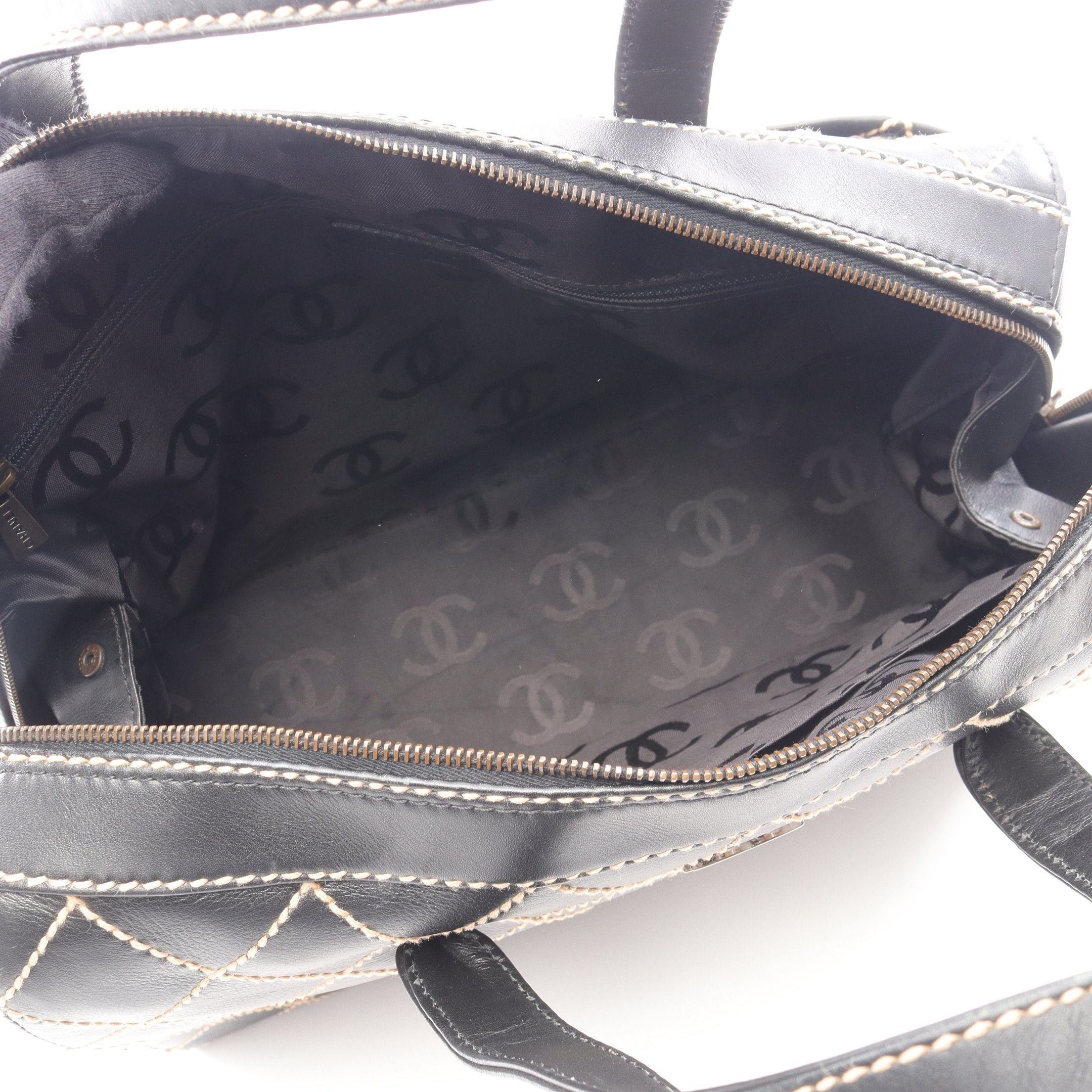 Chanel Chanel Wild Stitch Handbag Mini Boston Bag Leather Black Gold Hardware Size ONE SIZE - 3 Thumbnail
