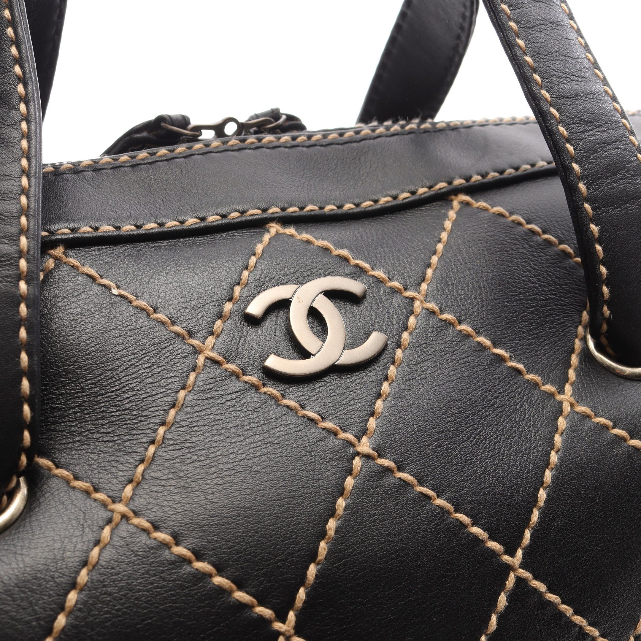 Chanel Chanel Wild Stitch Handbag Mini Boston Bag Leather Black Gold Hardware Size ONE SIZE - 8 Thumbnail