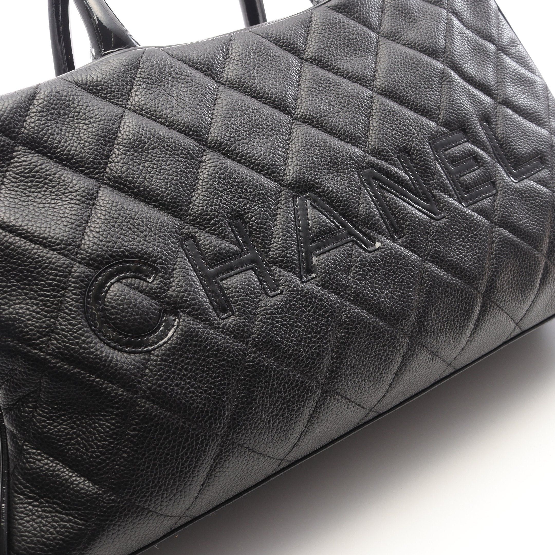 Chanel Chanel Matelasse Logo Mini Boston Bag Handbag Caviar Skin Black Silver Hardware Size ONE SIZE - 10 Thumbnail