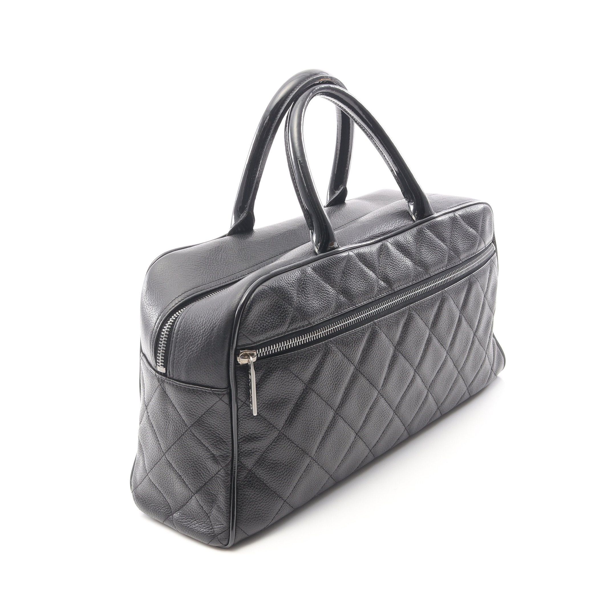 Chanel Chanel Matelasse Logo Mini Boston Bag Handbag Caviar Skin Black Silver Hardware Size ONE SIZE - 2 Thumbnail
