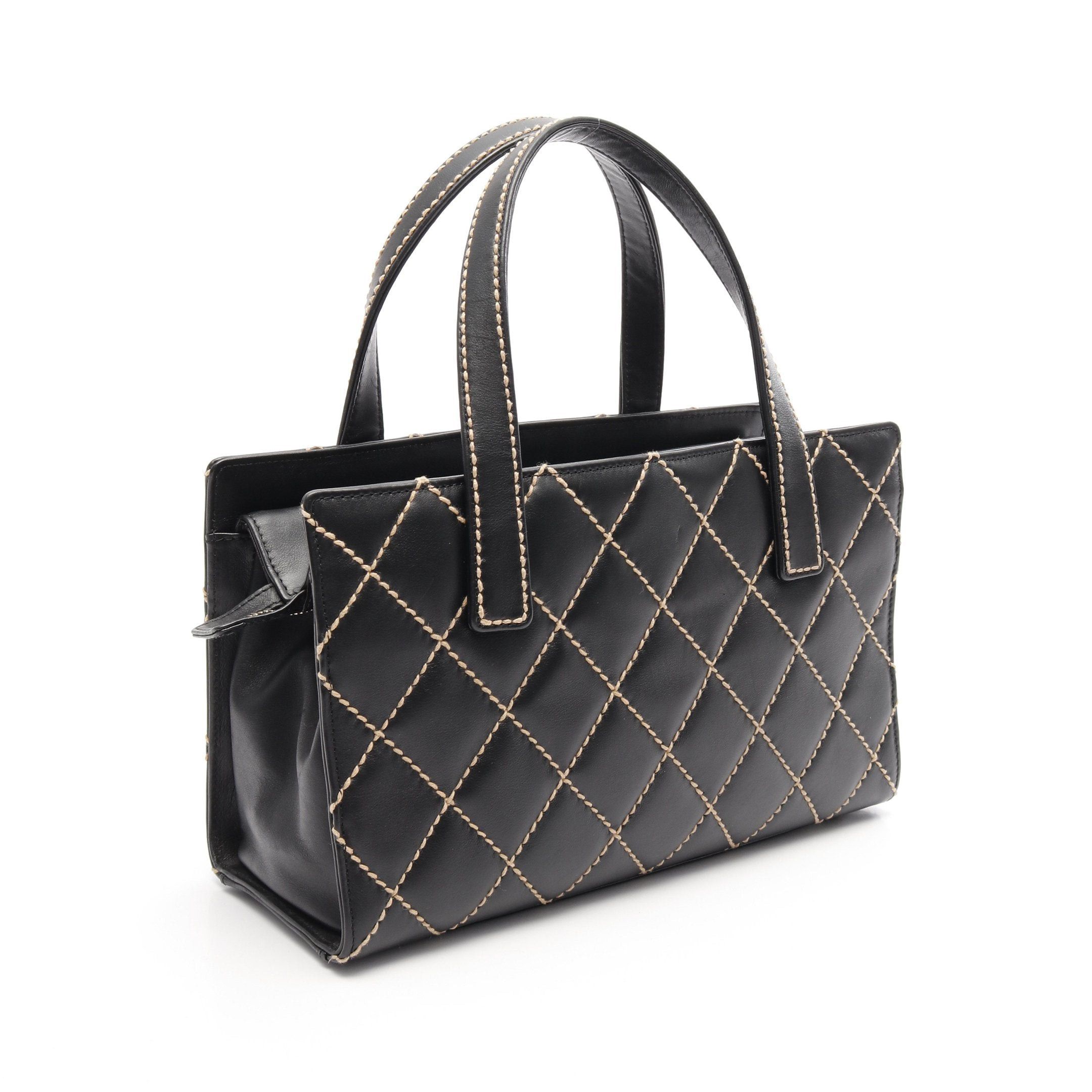 Chanel Chanel Wild Stitch Handbag Tote Bag Leather Black Gold Hardware Size ONE SIZE - 2 Thumbnail