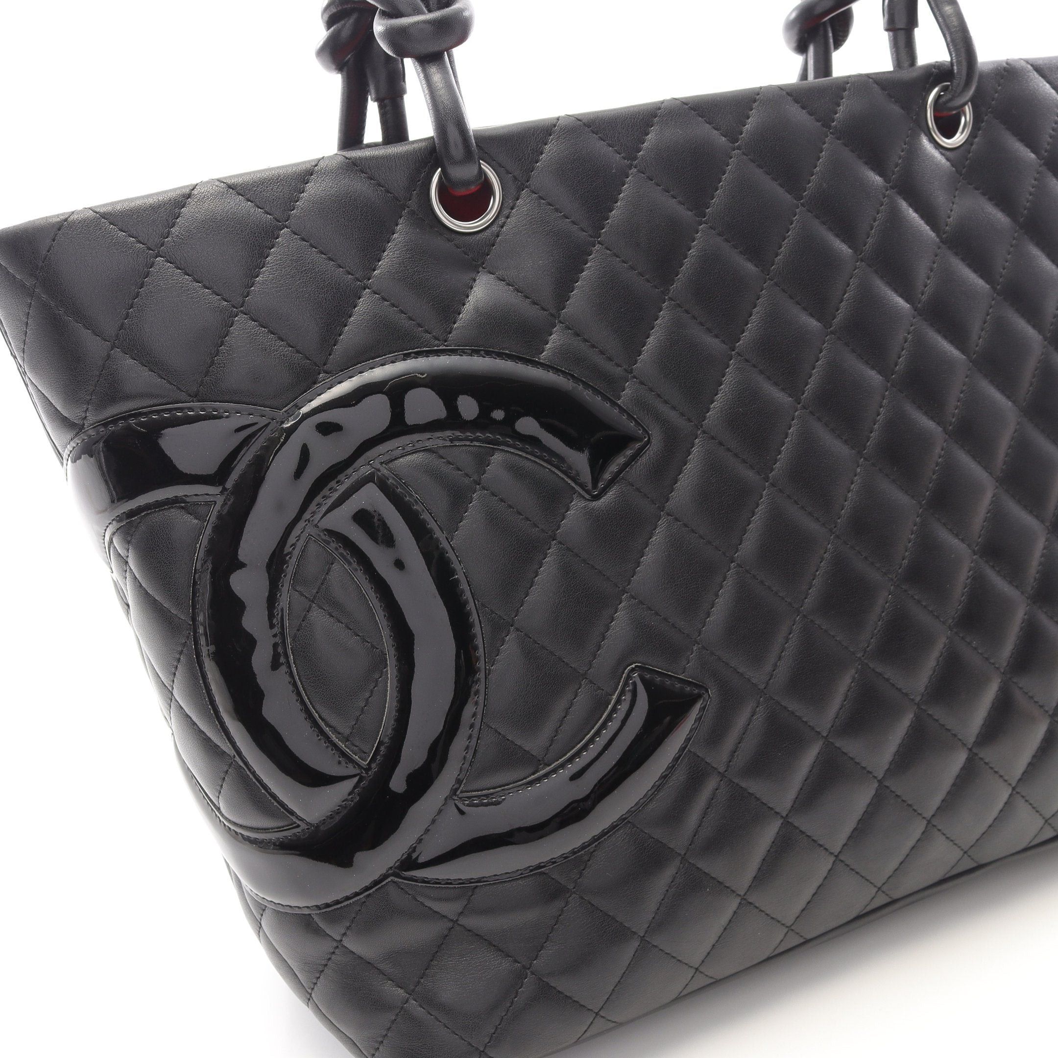 Chanel Chanel Cambon Line Large Shoulder Bag Tote Leather Black White Silver Hardware Size ONE SIZE - 10 Thumbnail