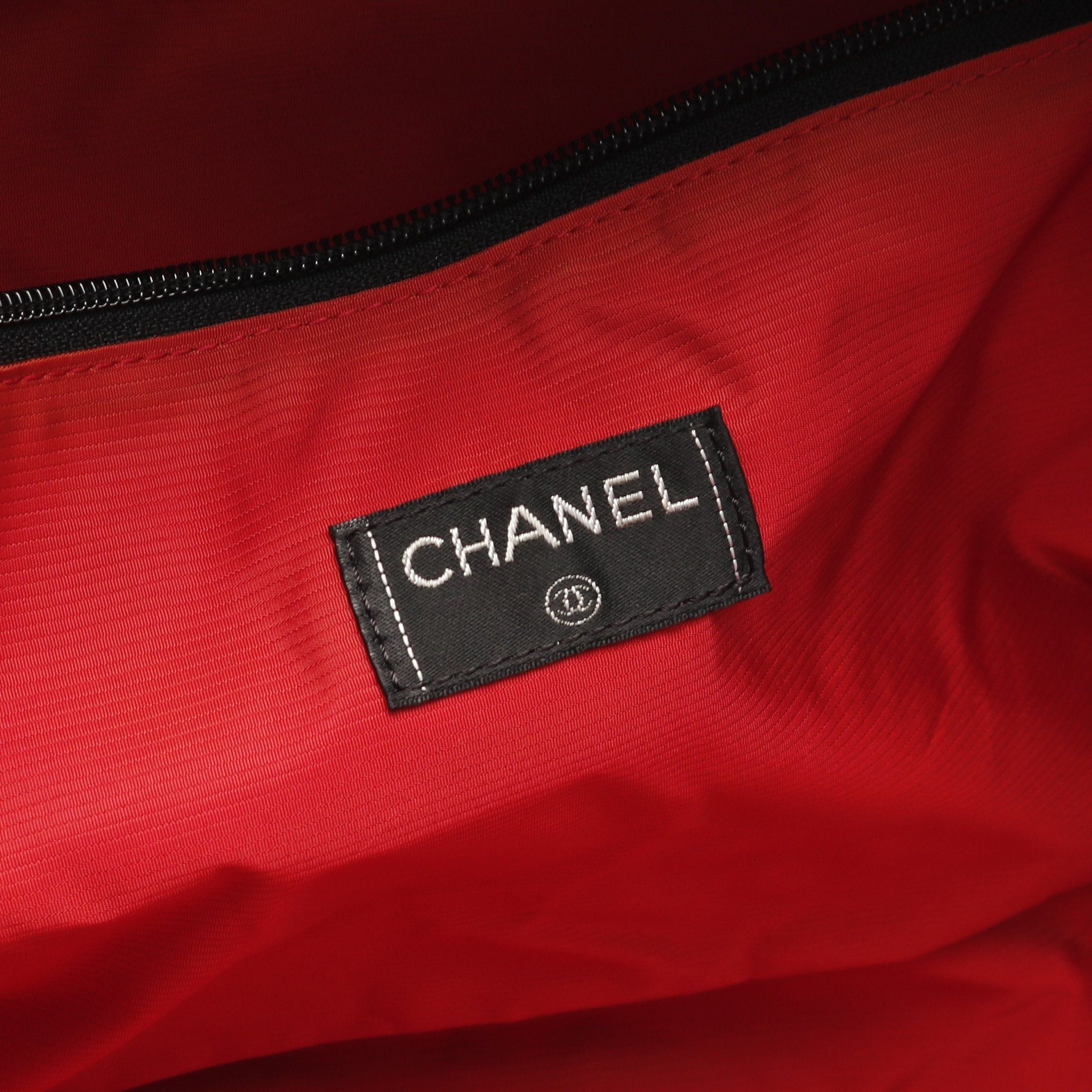 Chanel Chanel Old Travel Line Boston Bag Nylon Black White Silver Hardware Size ONE SIZE - 4 Thumbnail