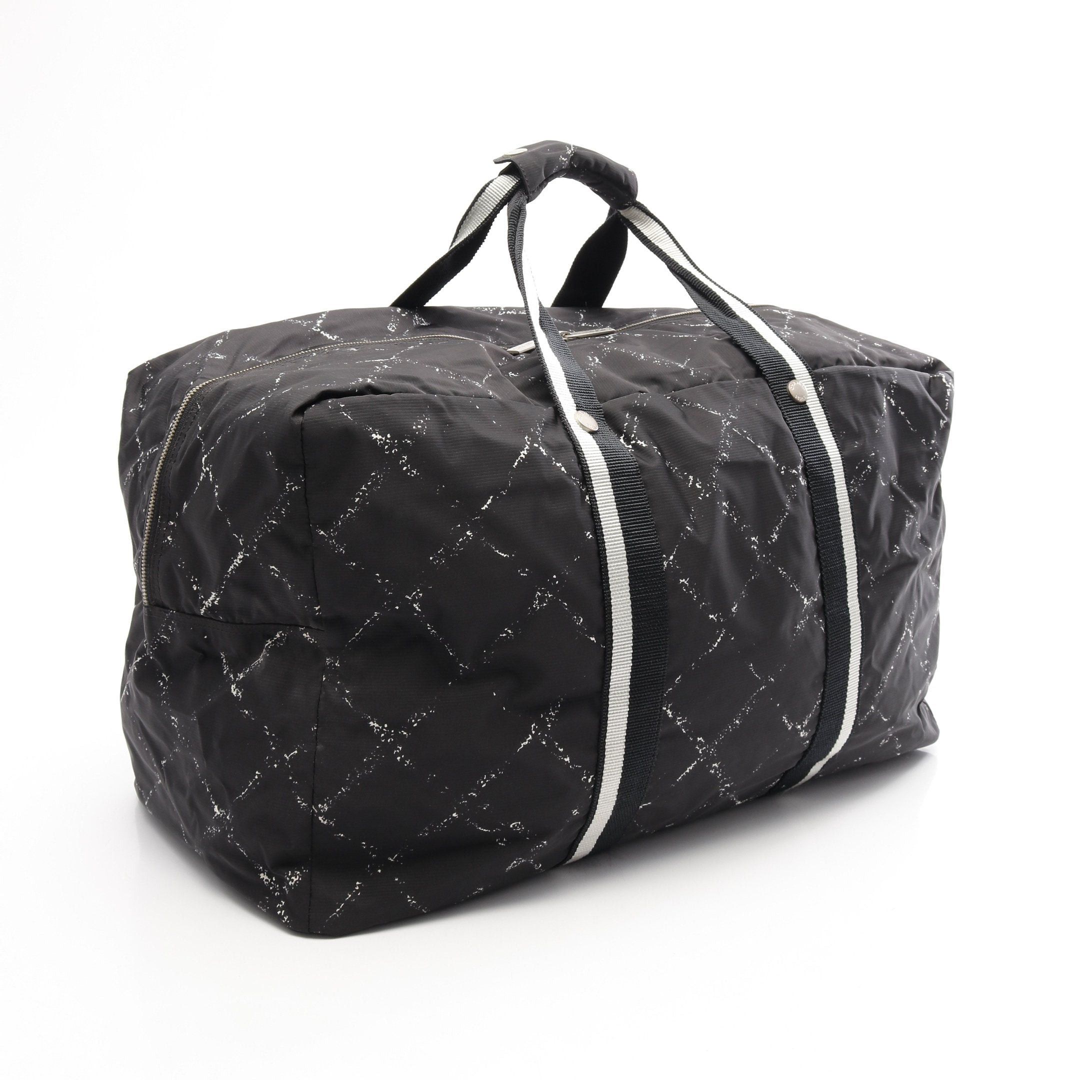 Chanel Chanel Old Travel Line Boston Bag Nylon Black White Silver Hardware Size ONE SIZE - 2 Thumbnail