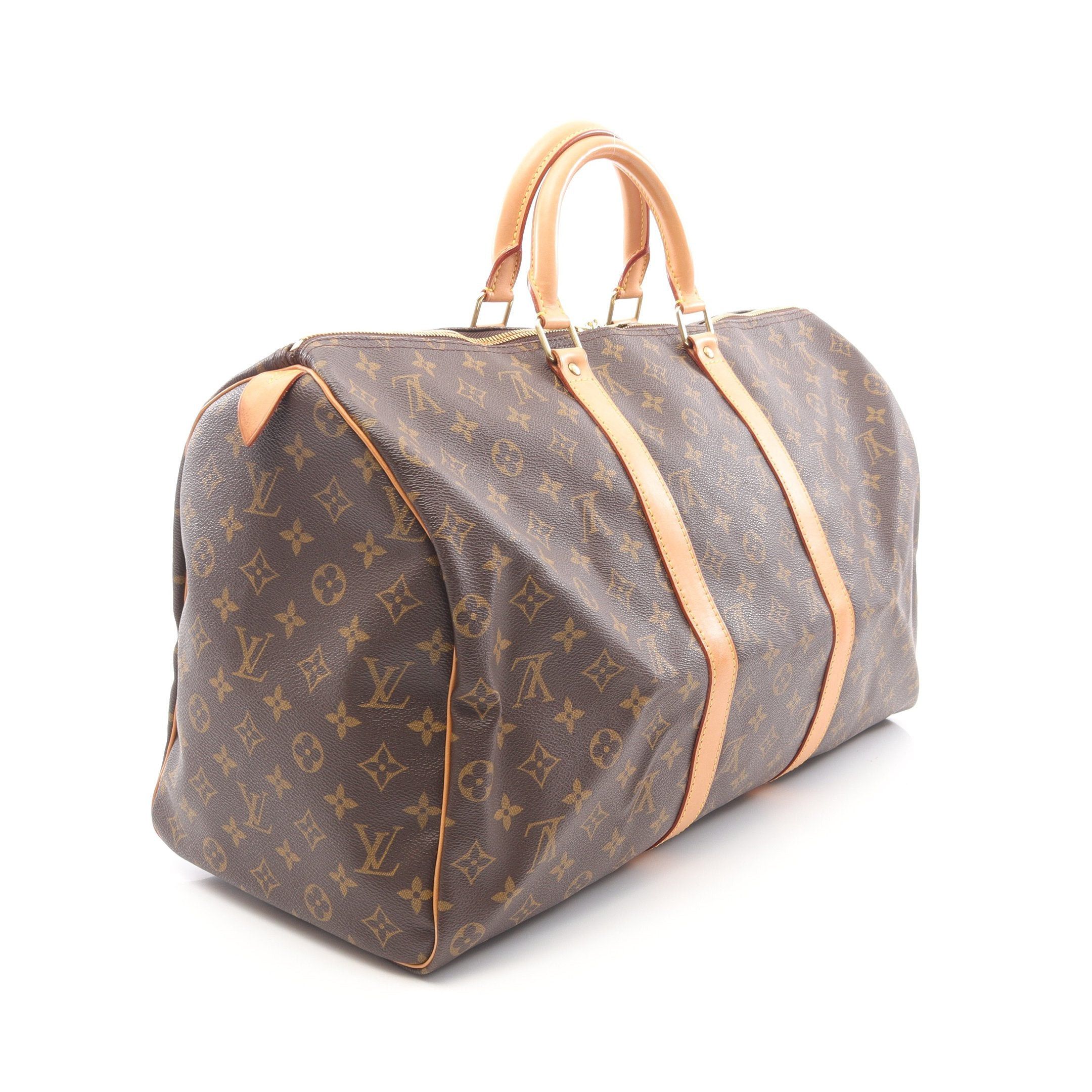 Louis Vuitton Louis Vuitton Keepall 50 Monogram Boston Bag Leather Brown Size ONE SIZE - 2 Thumbnail