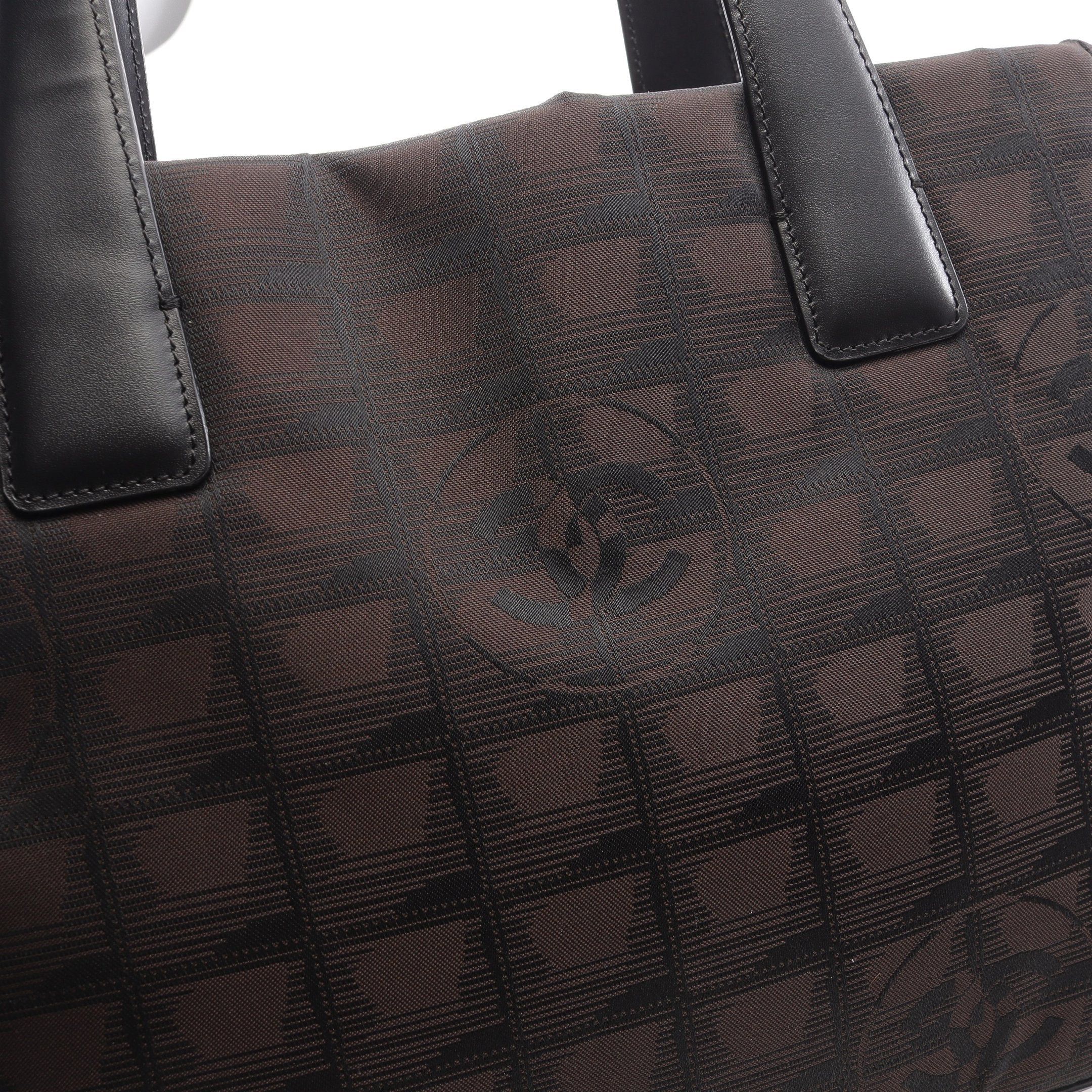 Chanel Chanel New Travel Line Pm Handbag Tote Bag Nylon Canvas Leather Black Dark Brown Silver Hardware Size ONE SIZE - 8 Thumbnail