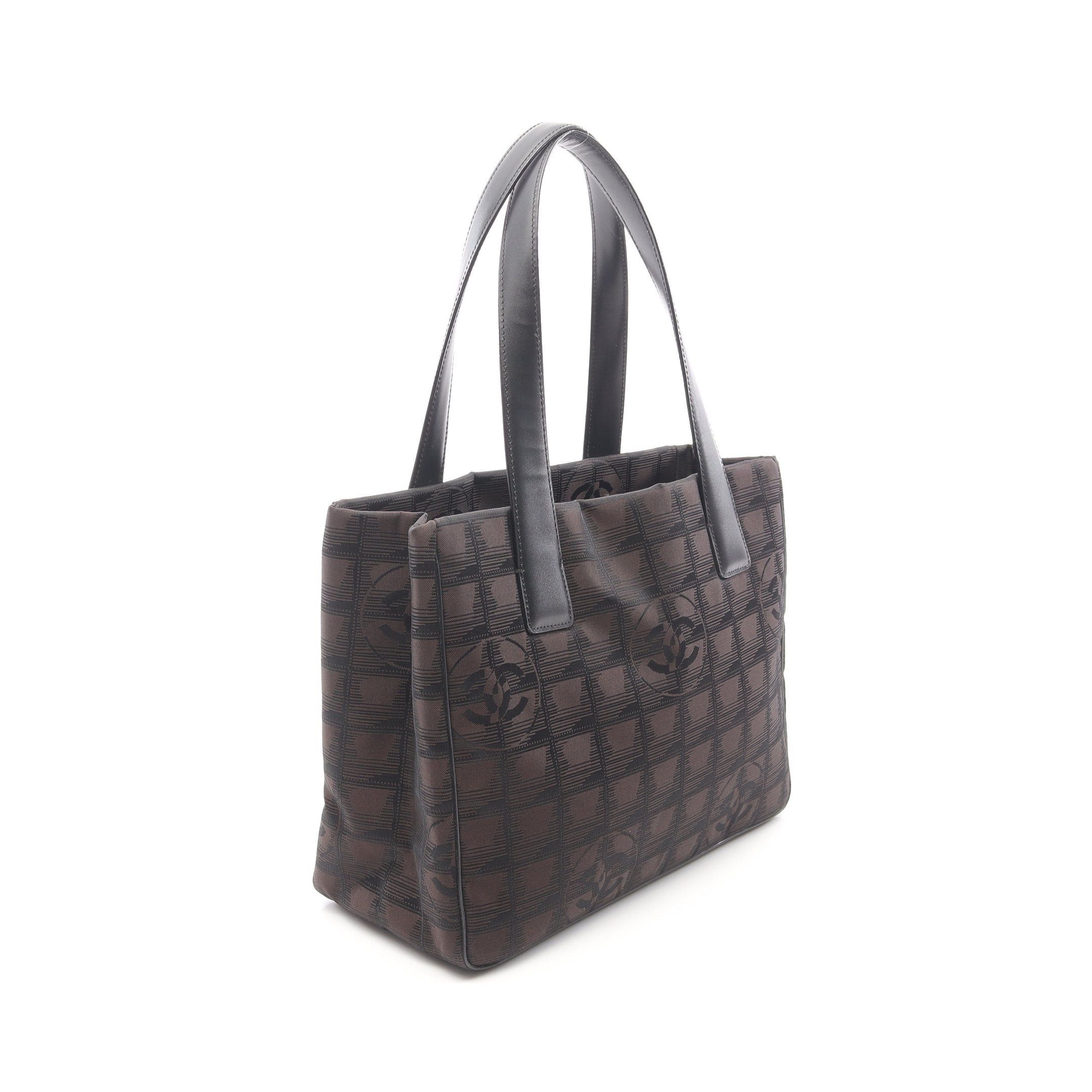 Chanel Chanel New Travel Line Pm Handbag Tote Bag Nylon Canvas Leather Black Dark Brown Silver Hardware Size ONE SIZE - 2 Thumbnail
