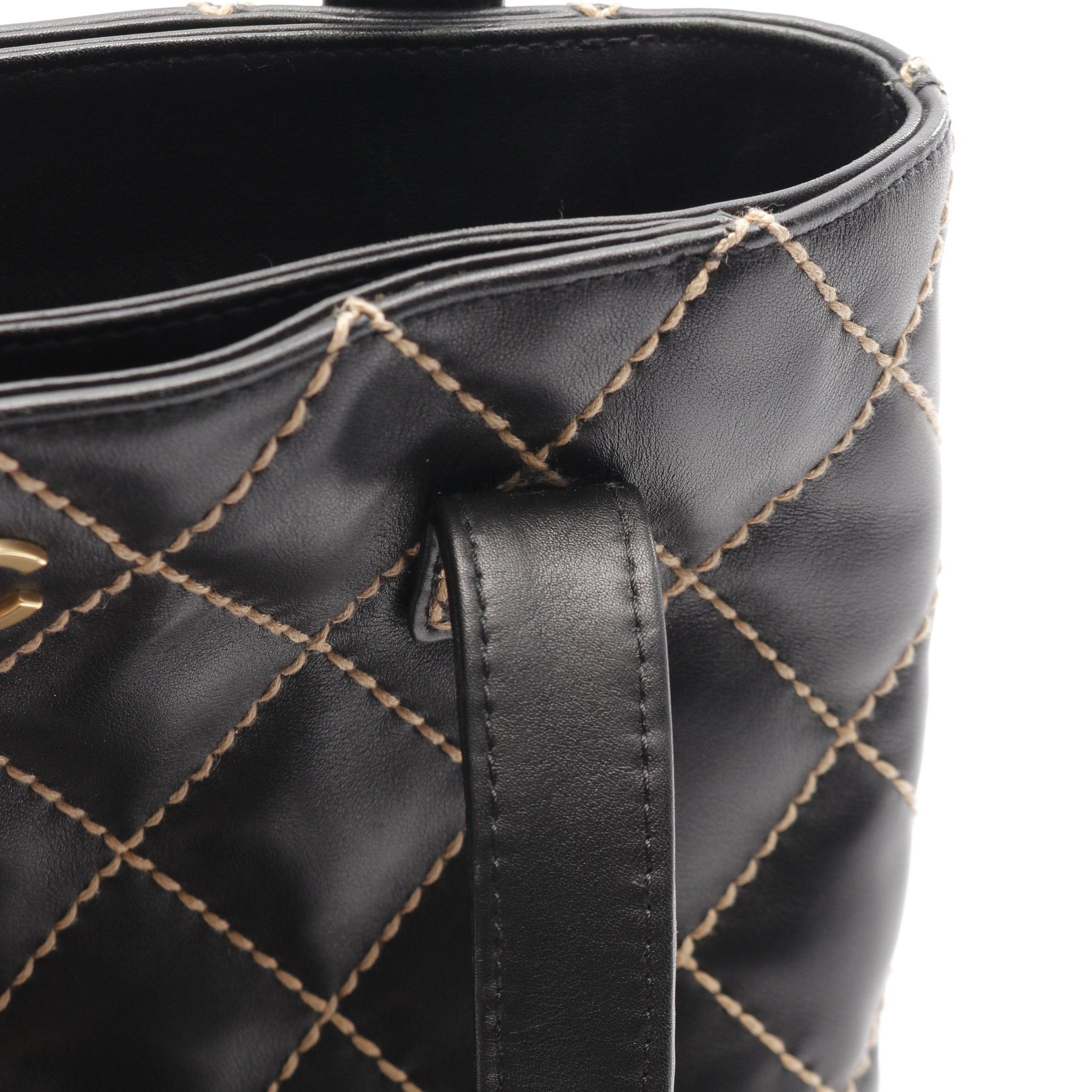 Chanel Chanel Wild Stitch Handbag Tote Bag Leather Black Gold Hardware Size ONE SIZE - 8 Thumbnail