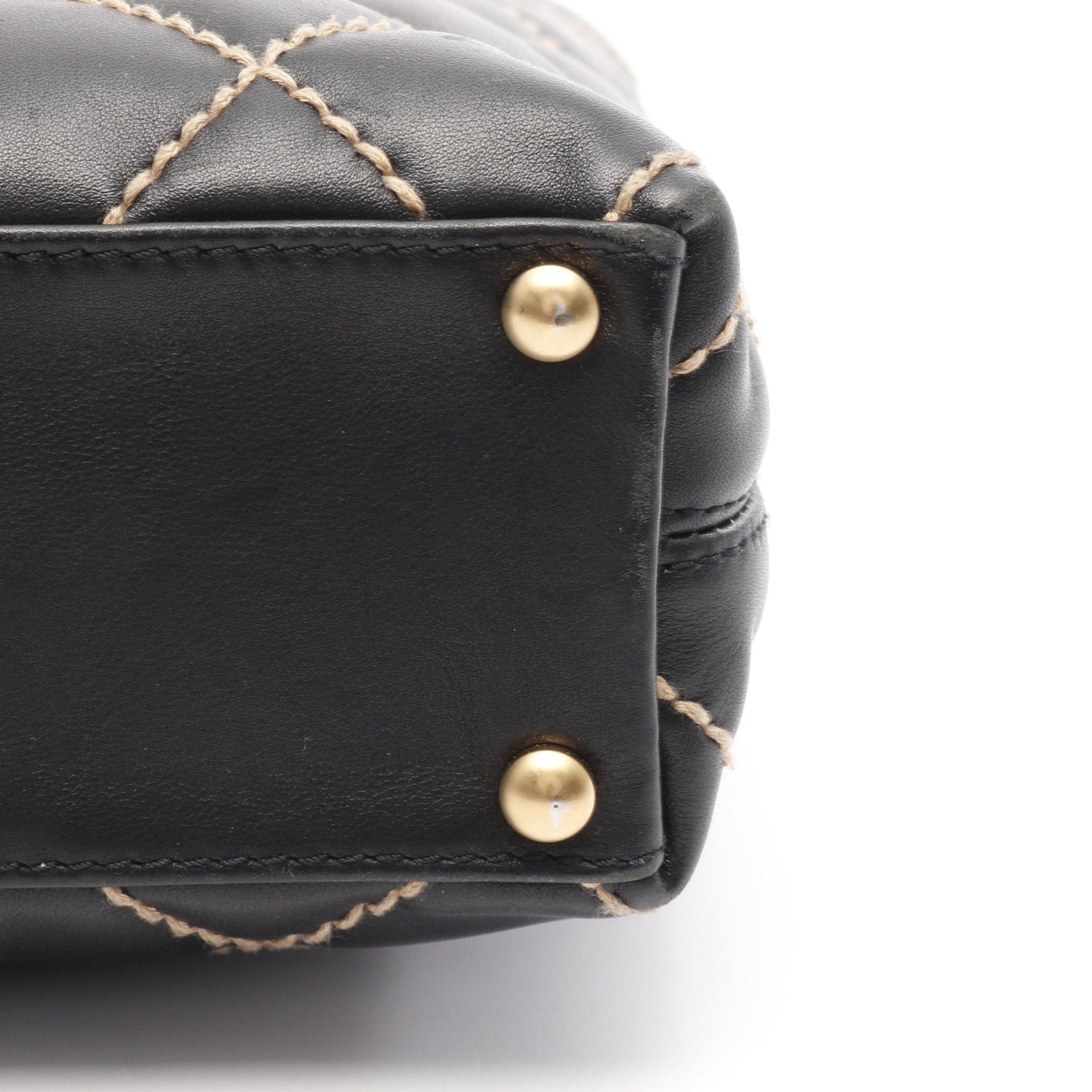 Chanel Chanel Wild Stitch Handbag Tote Bag Leather Black Gold Hardware Size ONE SIZE - 9 Thumbnail