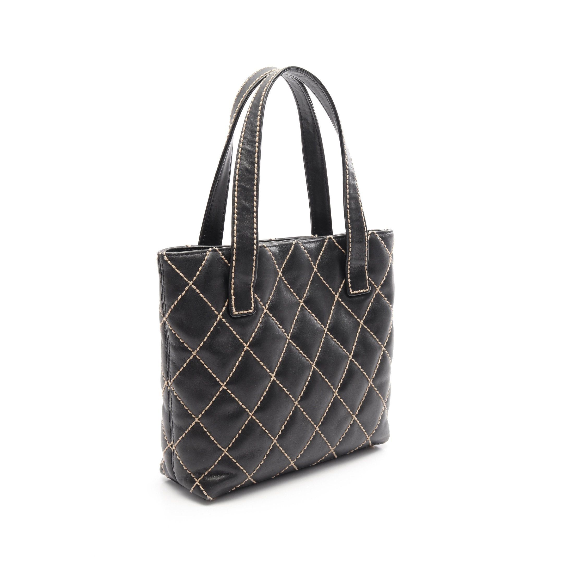 Chanel Chanel Wild Stitch Handbag Tote Bag Leather Black Gold Hardware Size ONE SIZE - 2 Thumbnail
