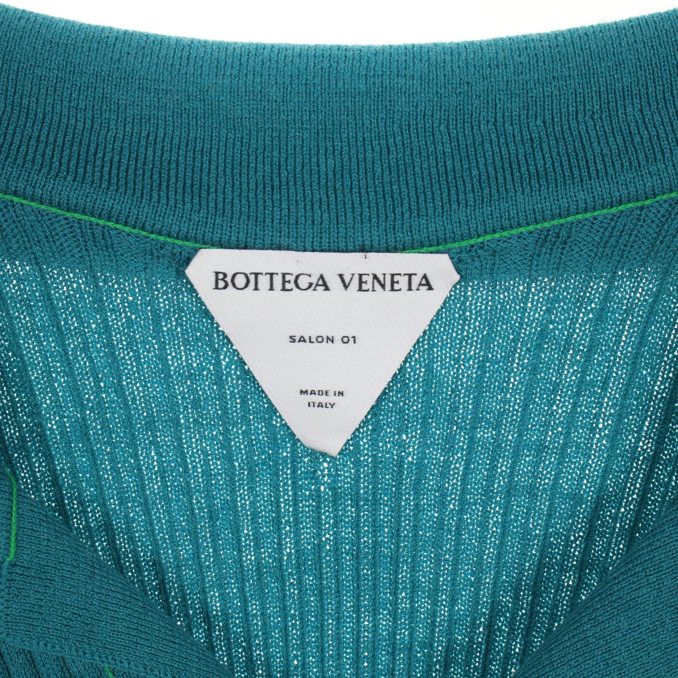 Bottega Veneta Bottega Veneta Rib Knit Polo Shirt Wool Blue Green Size ONE SIZE - 3 Thumbnail