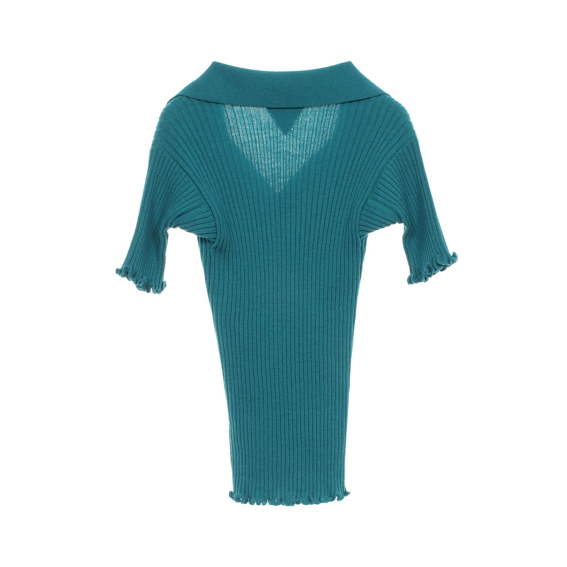 Bottega Veneta Bottega Veneta Rib Knit Polo Shirt Wool Blue Green Size ONE SIZE - 2 Thumbnail