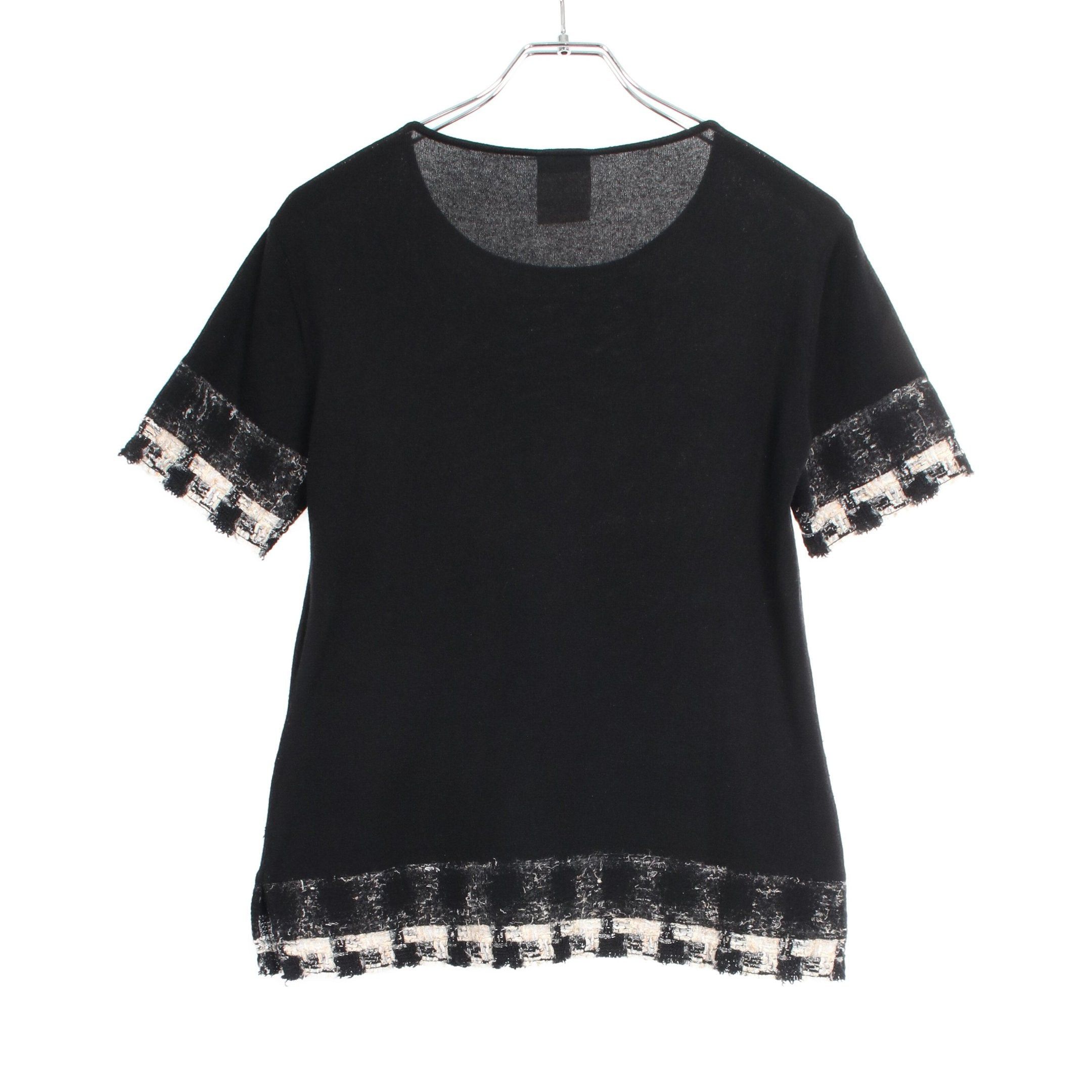 Chanel Chanel Tweed Knit Short Sleeve Cashmere Black White Ivory Size ONE SIZE - 2 Thumbnail