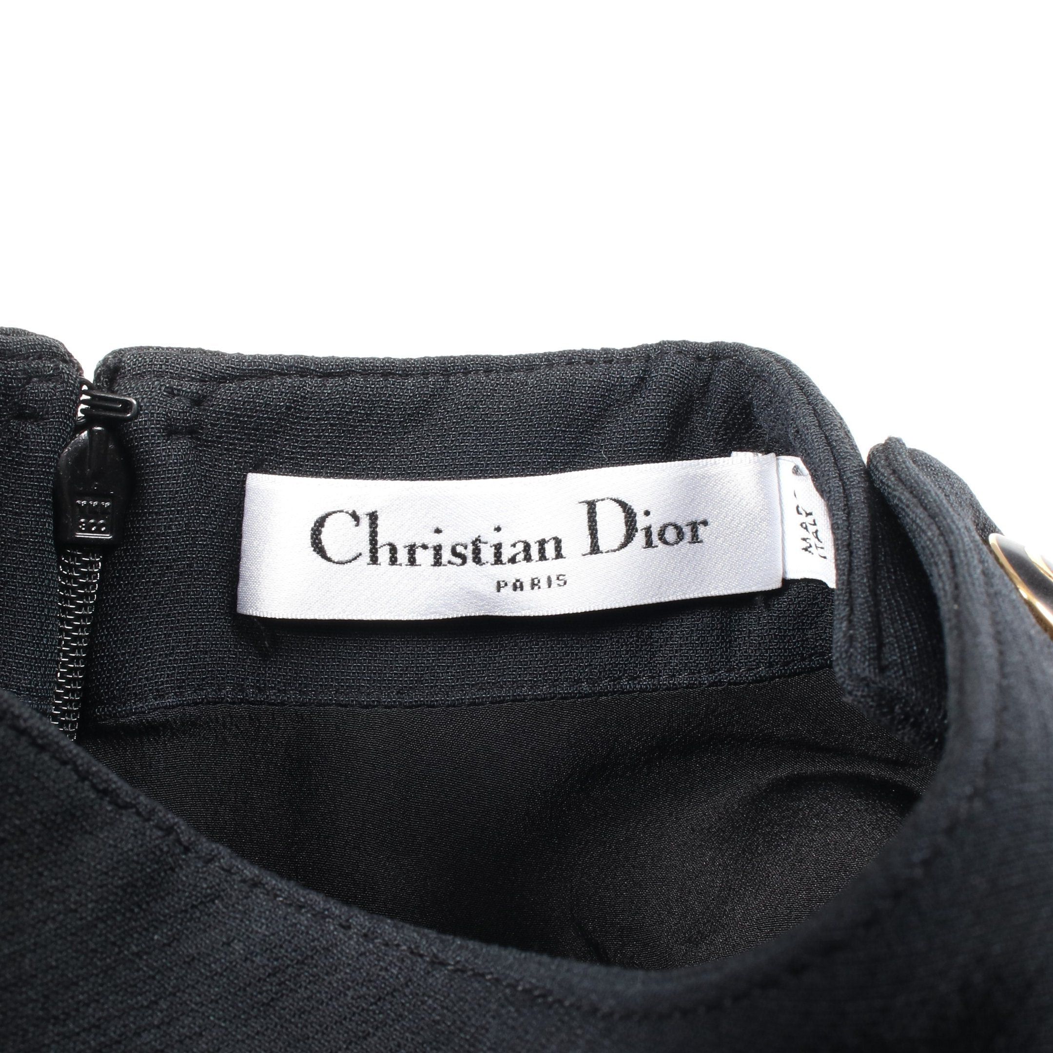 Dior Dior One Piece Stand Collar Wool Silk Black Size ONE SIZE - 3 Thumbnail