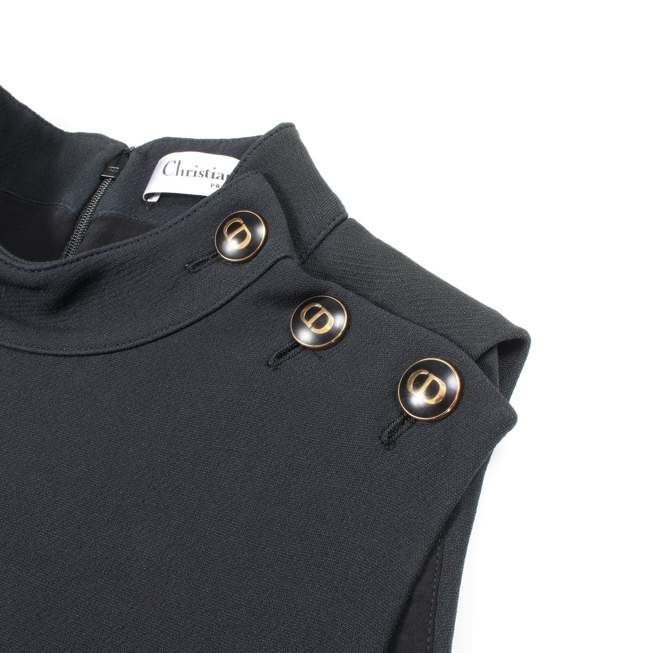 Dior Dior One Piece Stand Collar Wool Silk Black Size ONE SIZE - 6 Thumbnail