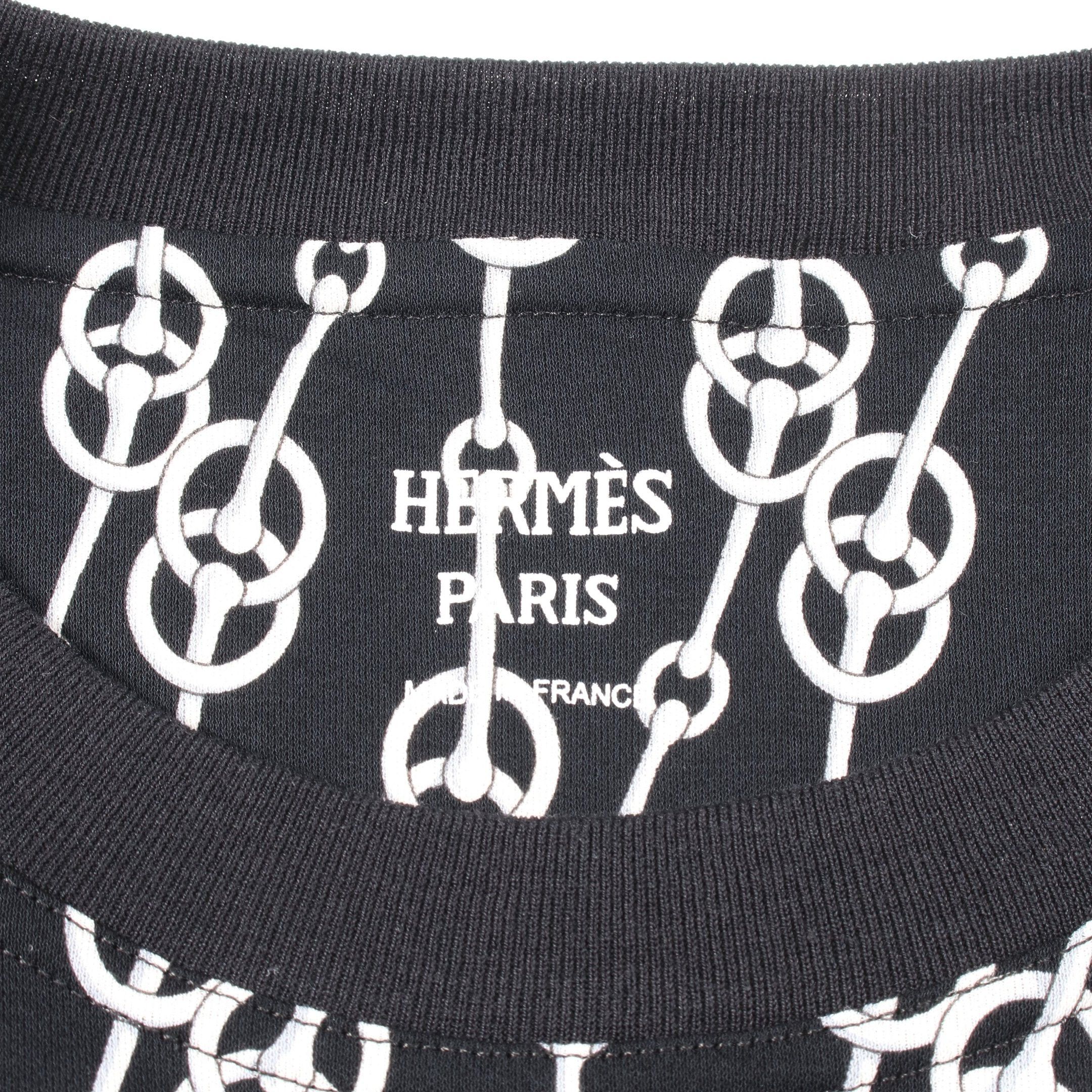 Hermes Hermes T-Shirt One Piece Cricketis All-Over Pattern Cotton Black White Size ONE SIZE - 3 Thumbnail