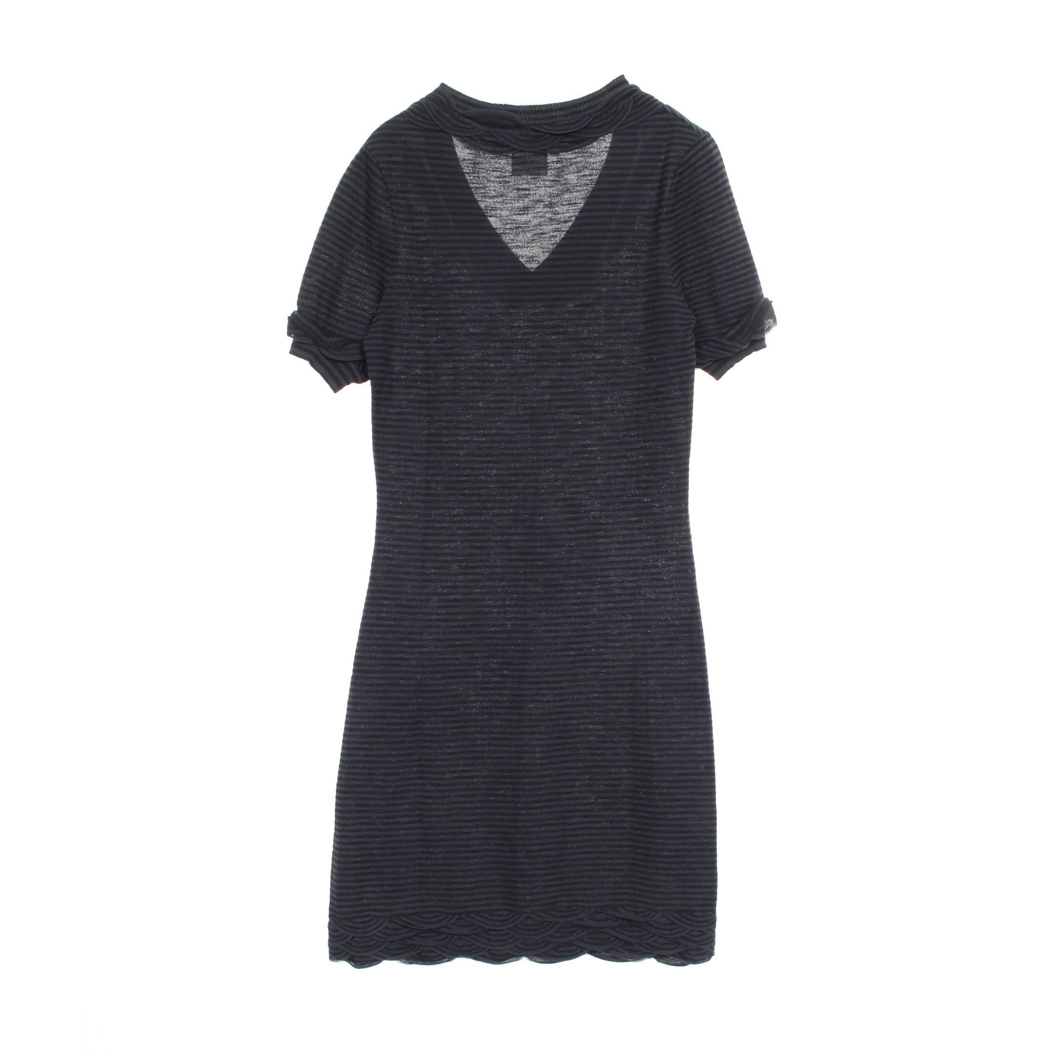 Chanel Chanel Knit Dress V-Neck Rayon Black Dark Gray | Grailed