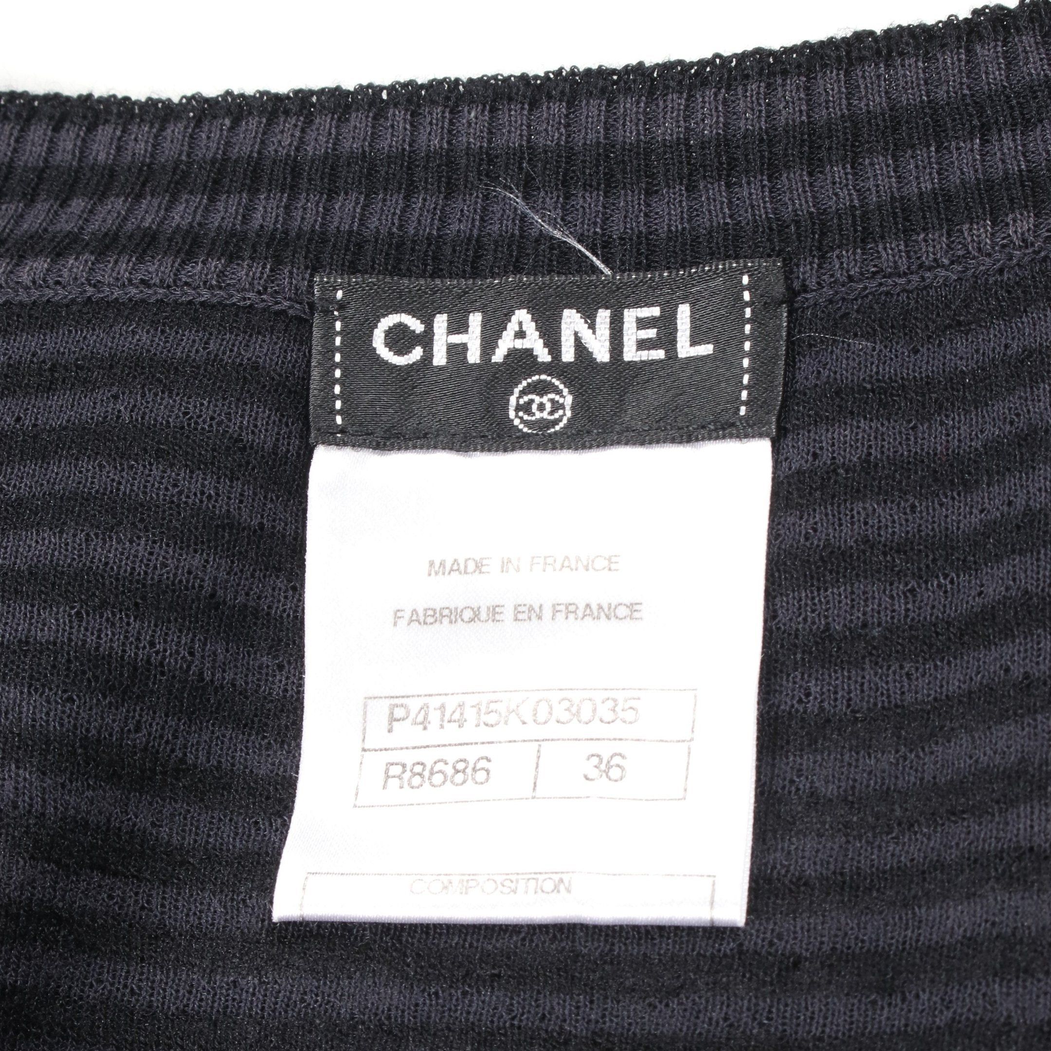 Chanel Chanel Knit Dress V-Neck Rayon Black Dark Gray Size ONE SIZE - 3 Thumbnail