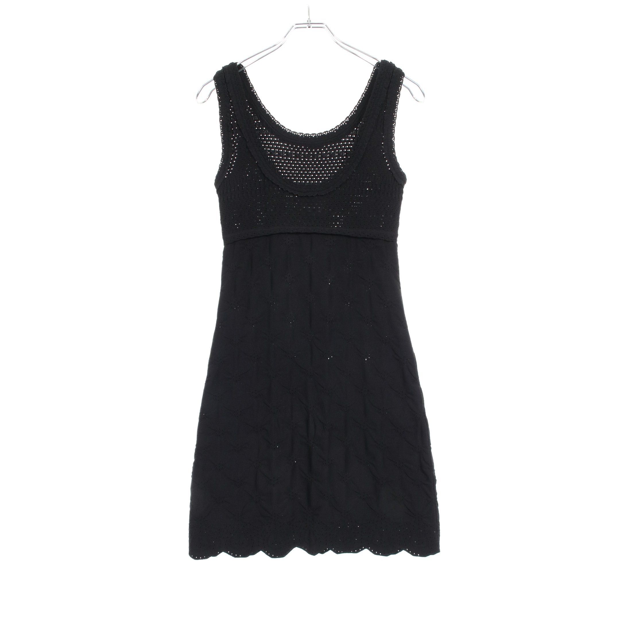 Chanel Chanel Knit Dress No Sleeve Rayon Black Color-Block | Grailed