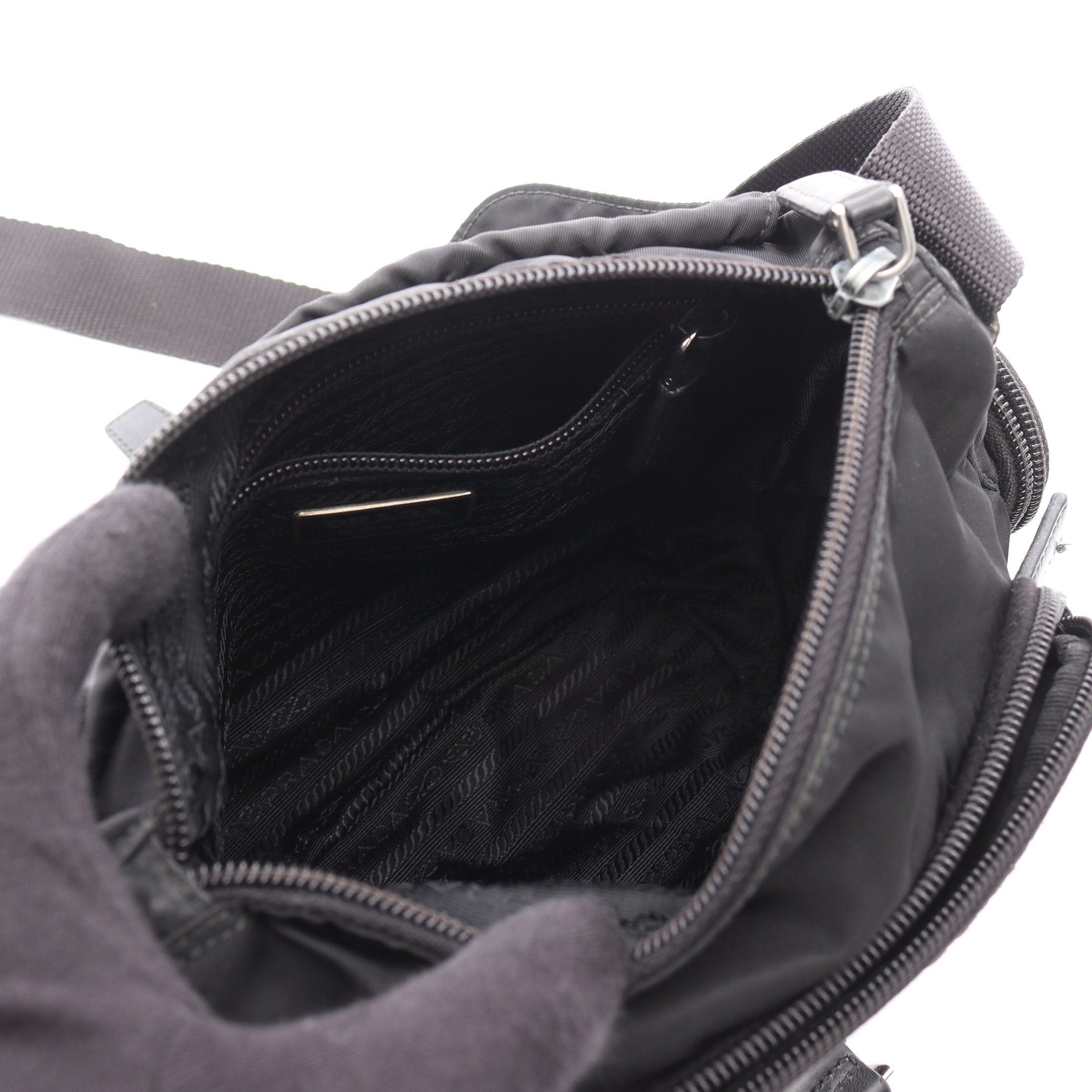 Prada Prada Tessuto Calf Shoulder Bag Nylon Leather Black Size ONE SIZE - 3 Thumbnail