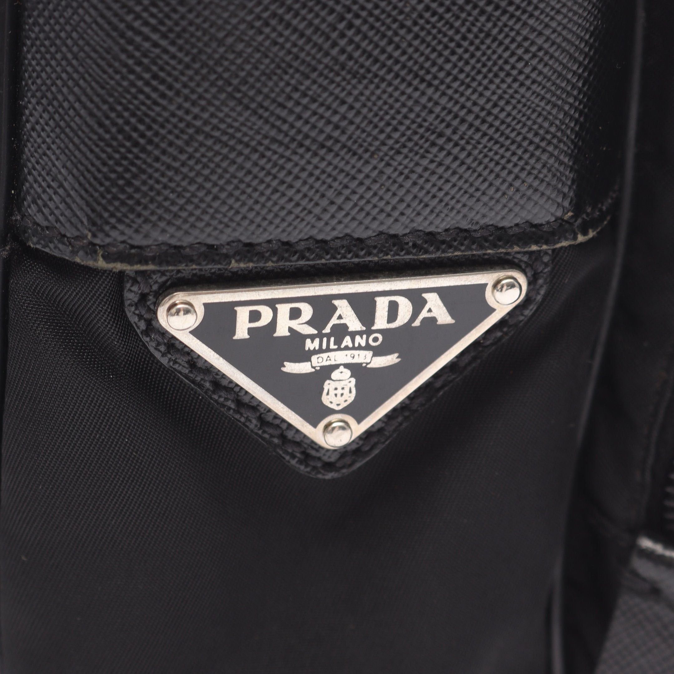 Prada Prada Pochette Shoulder Bag Saffiano Leather Nylon Black Prada Logo Plate Size ONE SIZE - 5 Thumbnail