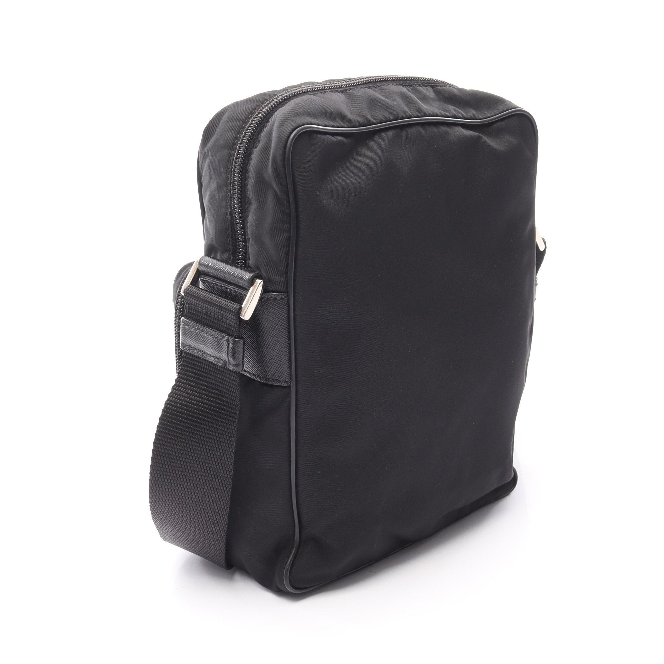 Prada Prada Pochette Shoulder Bag Saffiano Leather Nylon Black Prada Logo Plate Size ONE SIZE - 2 Thumbnail