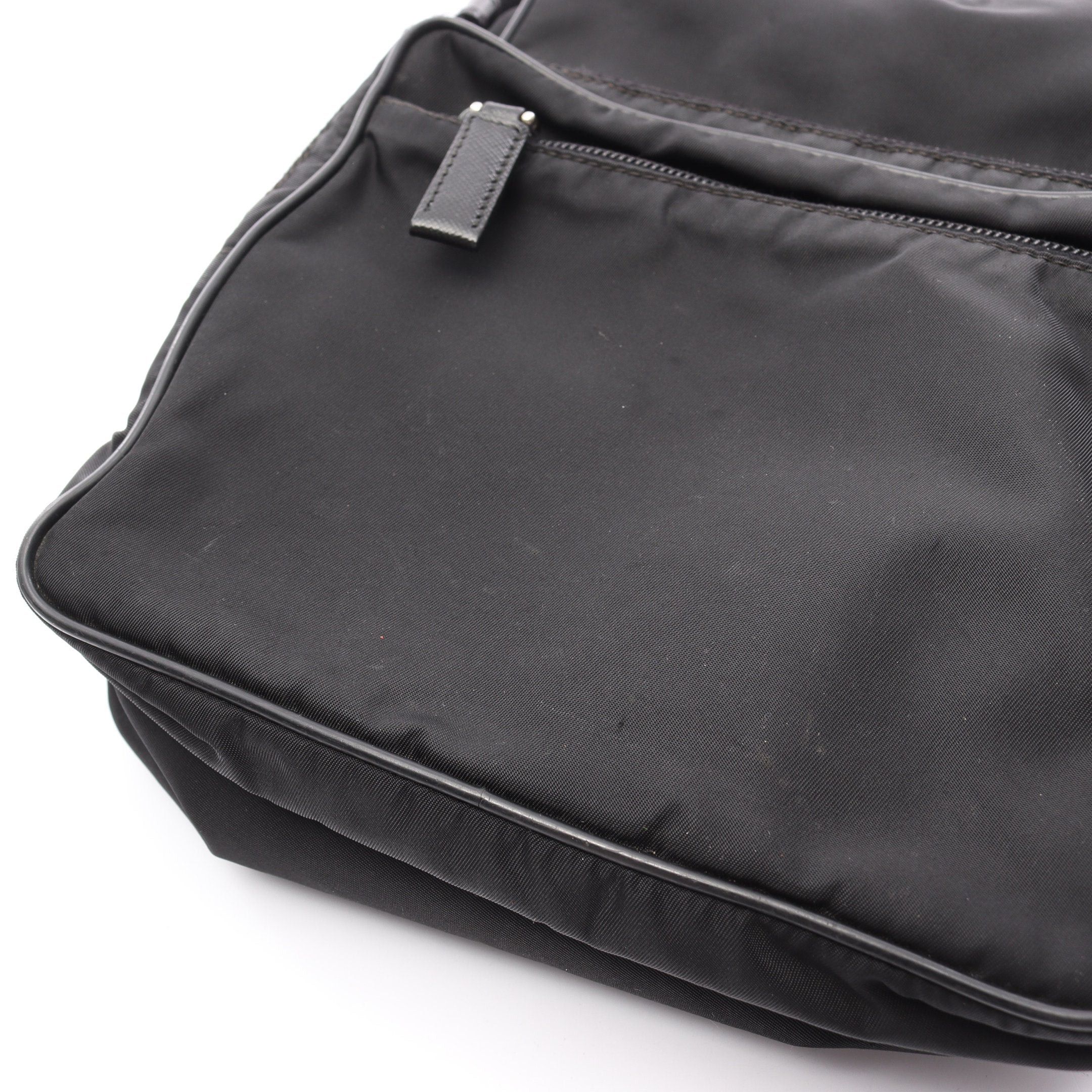 Prada Prada Pochette Shoulder Bag Saffiano Leather Nylon Black Prada Logo Plate Size ONE SIZE - 10 Thumbnail