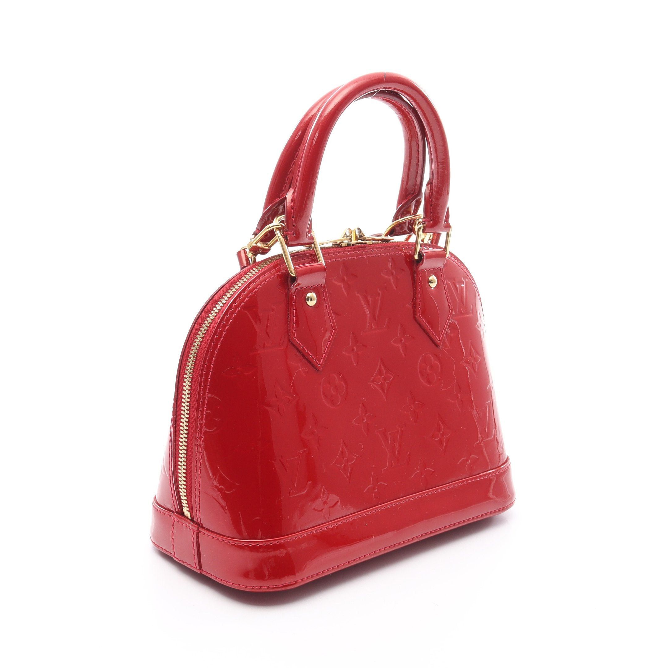 Louis Vuitton Louis Vuitton Alma Bb Monogram Vernis Cerise Handbag Leather Red Size ONE SIZE - 2 Thumbnail