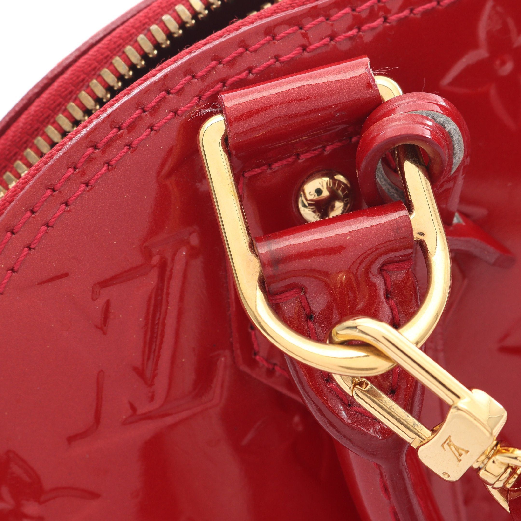 Louis Vuitton Louis Vuitton Alma Bb Monogram Vernis Cerise Handbag Leather Red Size ONE SIZE - 10 Thumbnail