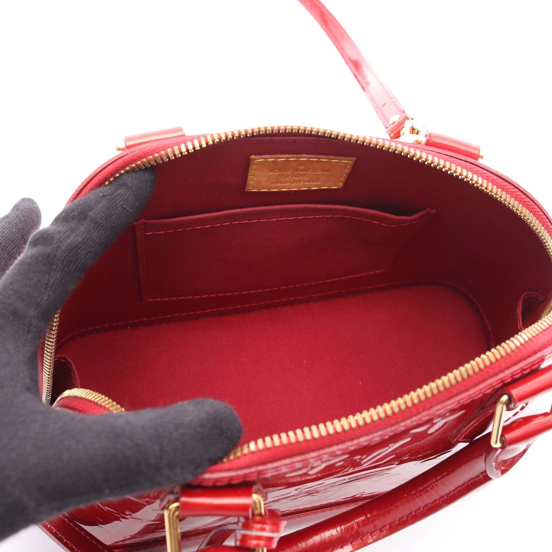 Louis Vuitton Louis Vuitton Alma Bb Monogram Vernis Cerise Handbag Leather Red Size ONE SIZE - 3 Thumbnail