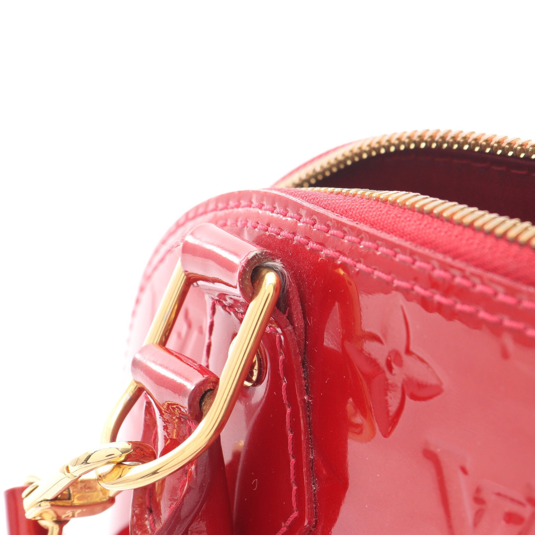 Louis Vuitton Louis Vuitton Alma Bb Monogram Vernis Cerise Handbag Leather Red Size ONE SIZE - 7 Thumbnail
