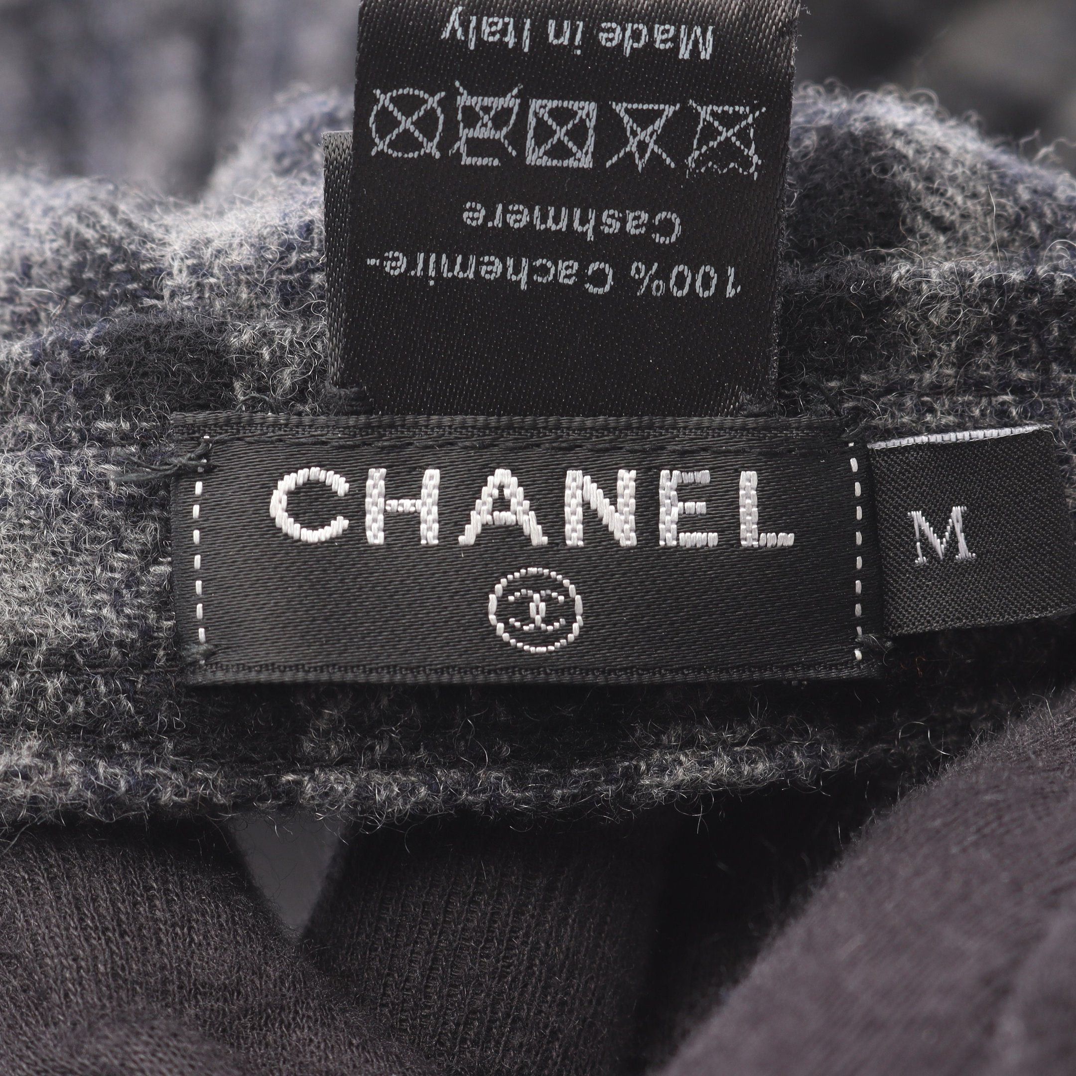 Chanel Chanel Coco Mark Check Cap Cashmere Black Gray Size ONE SIZE - 4 Thumbnail