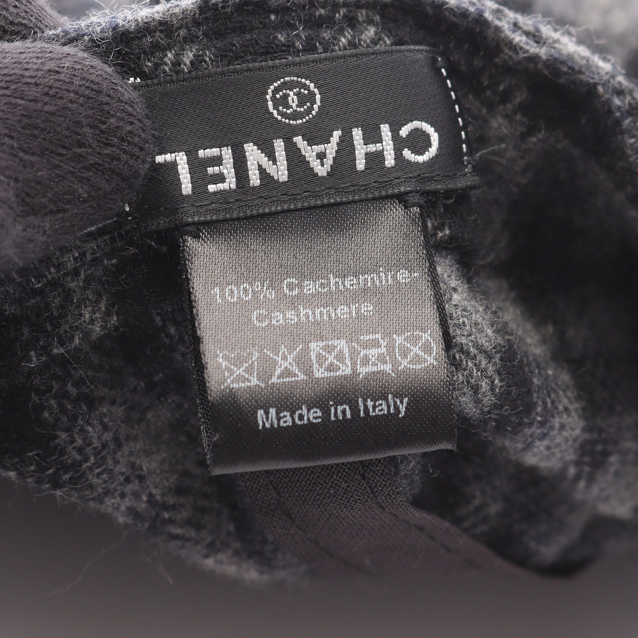 Chanel Chanel Coco Mark Check Cap Cashmere Black Gray Size ONE SIZE - 5 Thumbnail