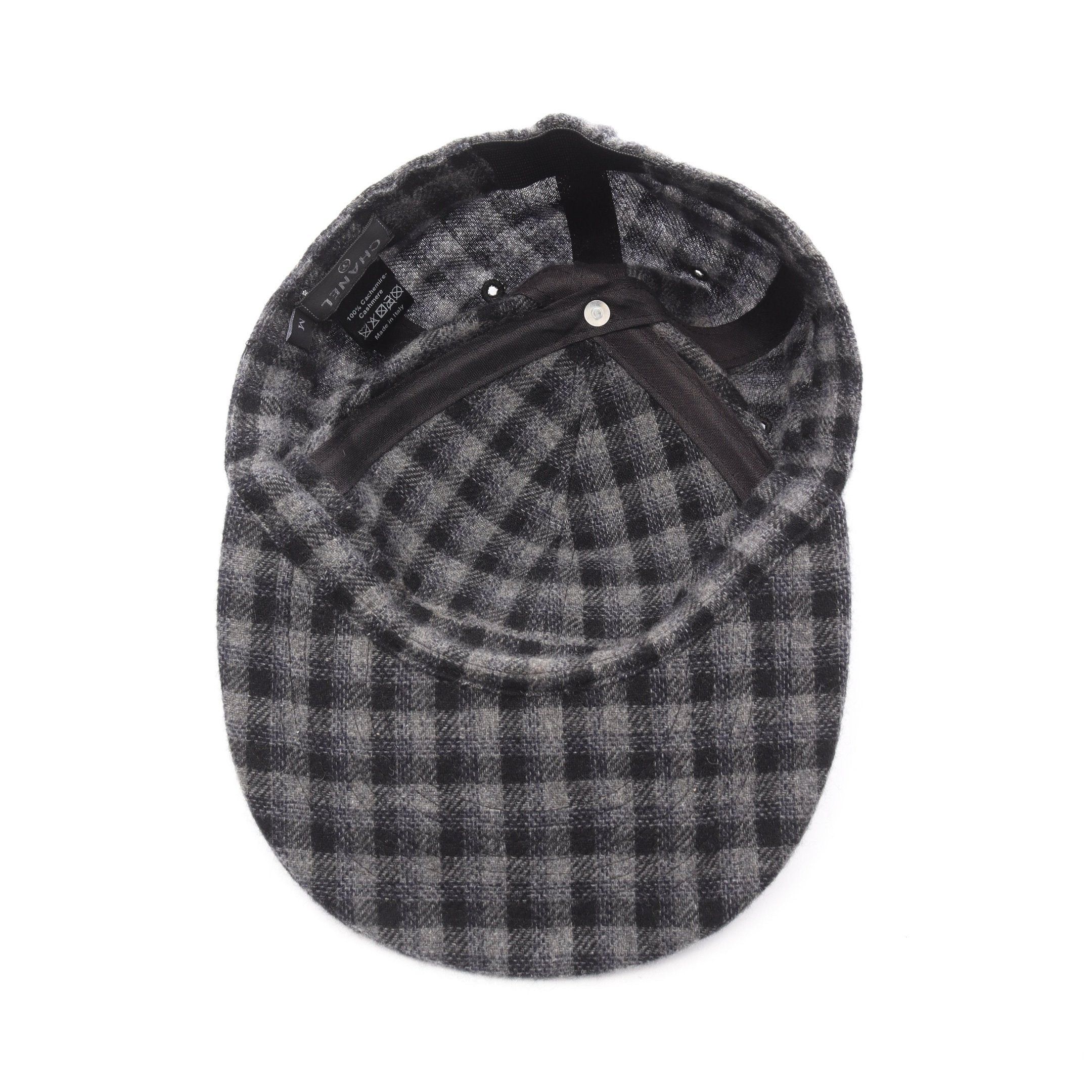 Chanel Chanel Coco Mark Check Cap Cashmere Black Gray Size ONE SIZE - 3 Thumbnail