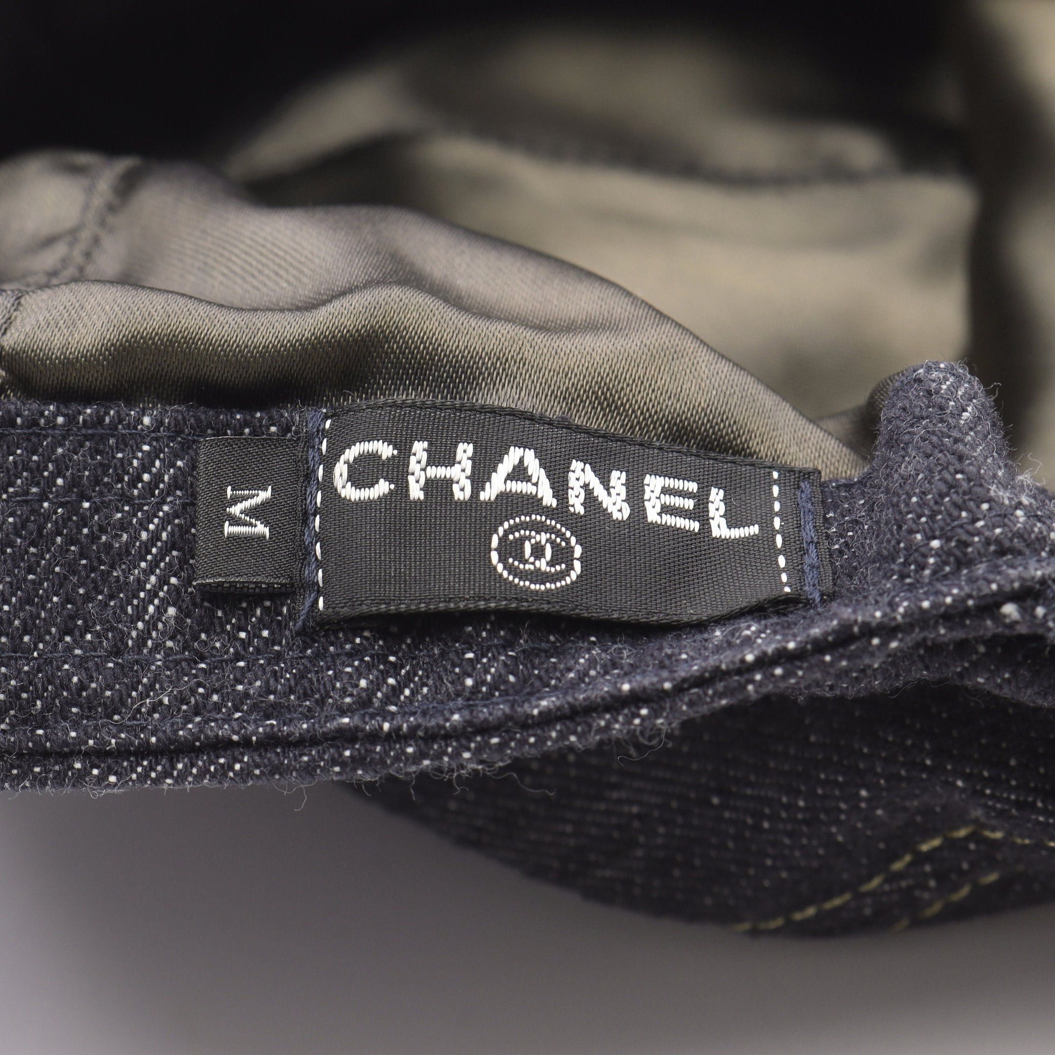 Chanel Chanel Coco Mark Denim Cap Cotton Indigo Blue Size ONE SIZE - 4 Thumbnail