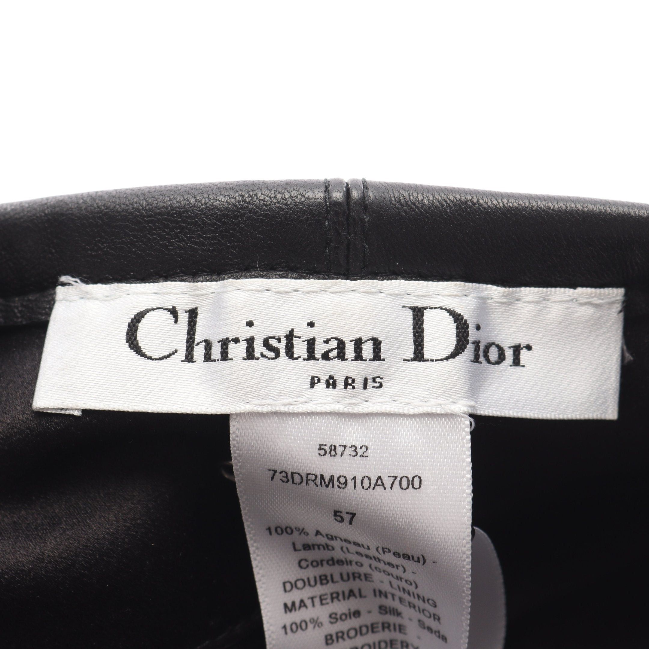 Dior Dior Dior Logo Beret Hat Leather Black Size ONE SIZE - 4 Thumbnail