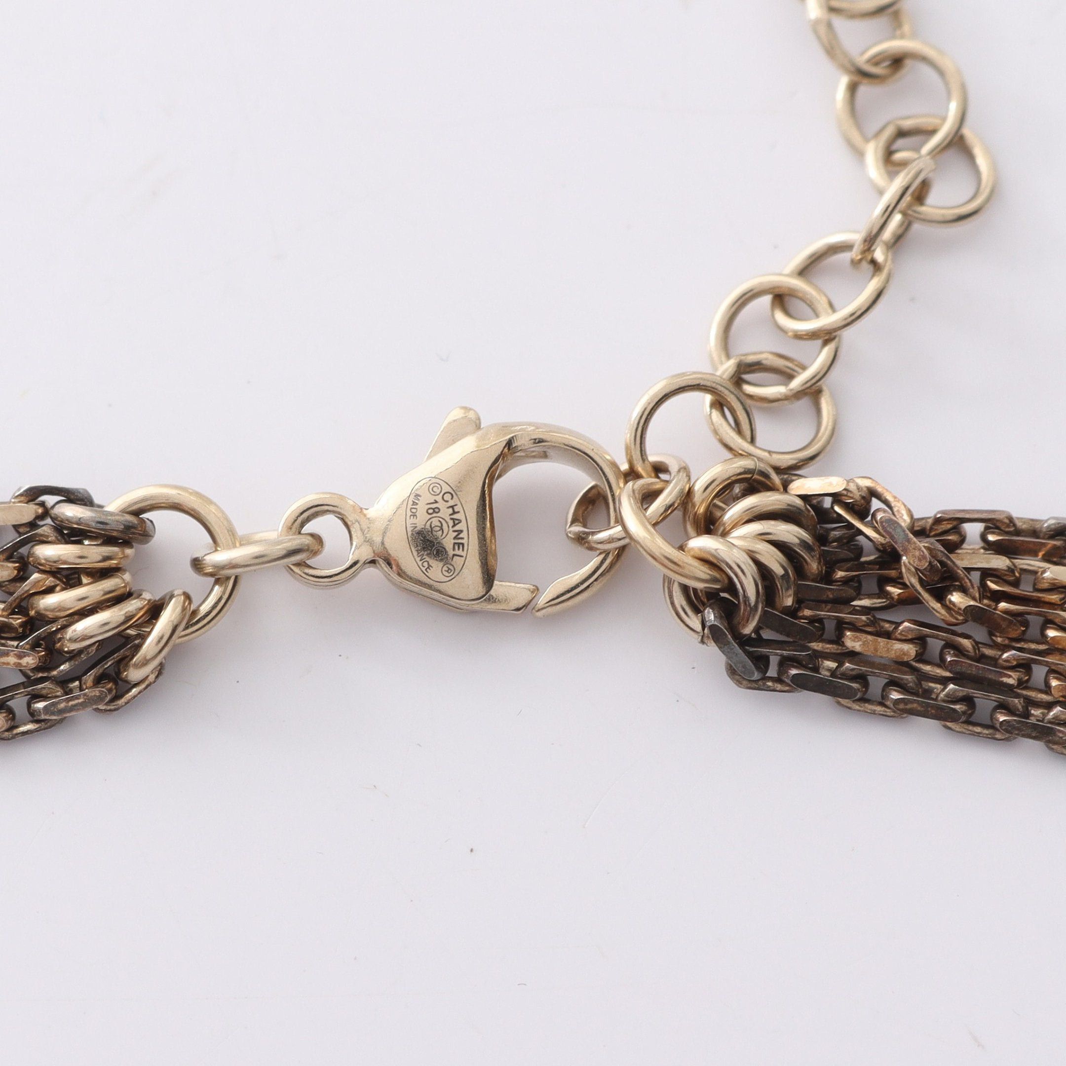 Chanel Chanel Coco Mark Necklace Gp Rhinestone Gold 5 Connected 18C Size ONE SIZE - 4 Thumbnail
