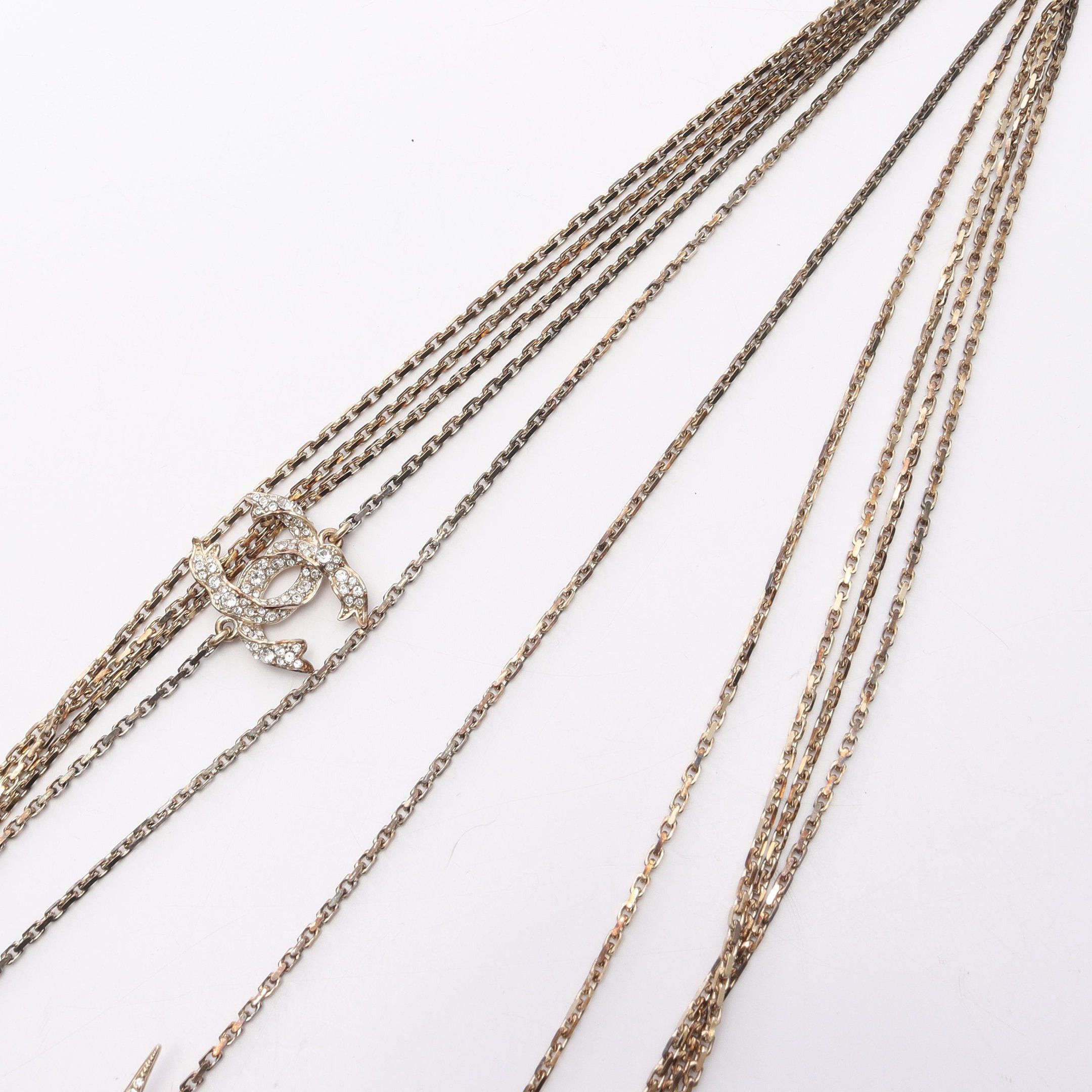 Chanel Chanel Coco Mark Necklace Gp Rhinestone Gold 5 Connected 18C Size ONE SIZE - 3 Thumbnail