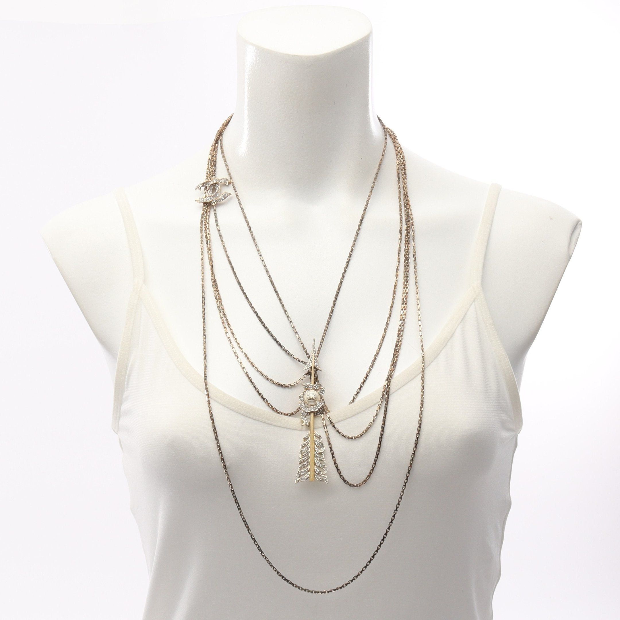 Chanel Chanel Coco Mark Necklace Gp Rhinestone Gold 5 Connected 18C Size ONE SIZE - 5 Thumbnail