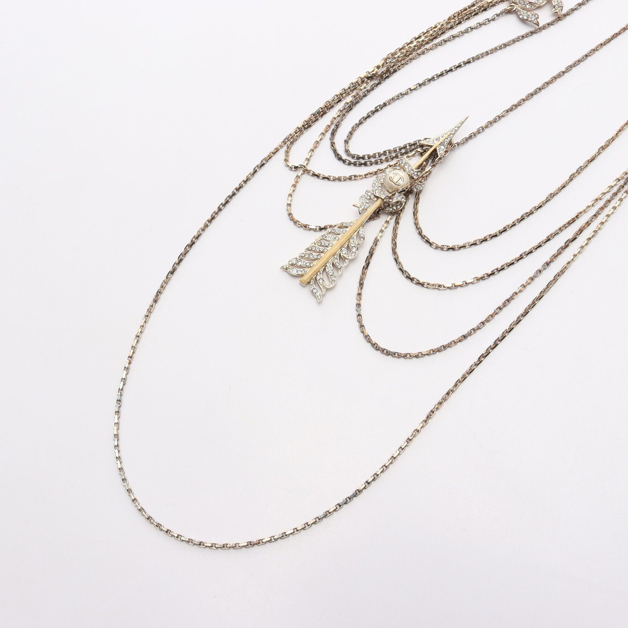 Chanel Chanel Coco Mark Necklace Gp Rhinestone Gold 5 Connected 18C Size ONE SIZE - 2 Thumbnail