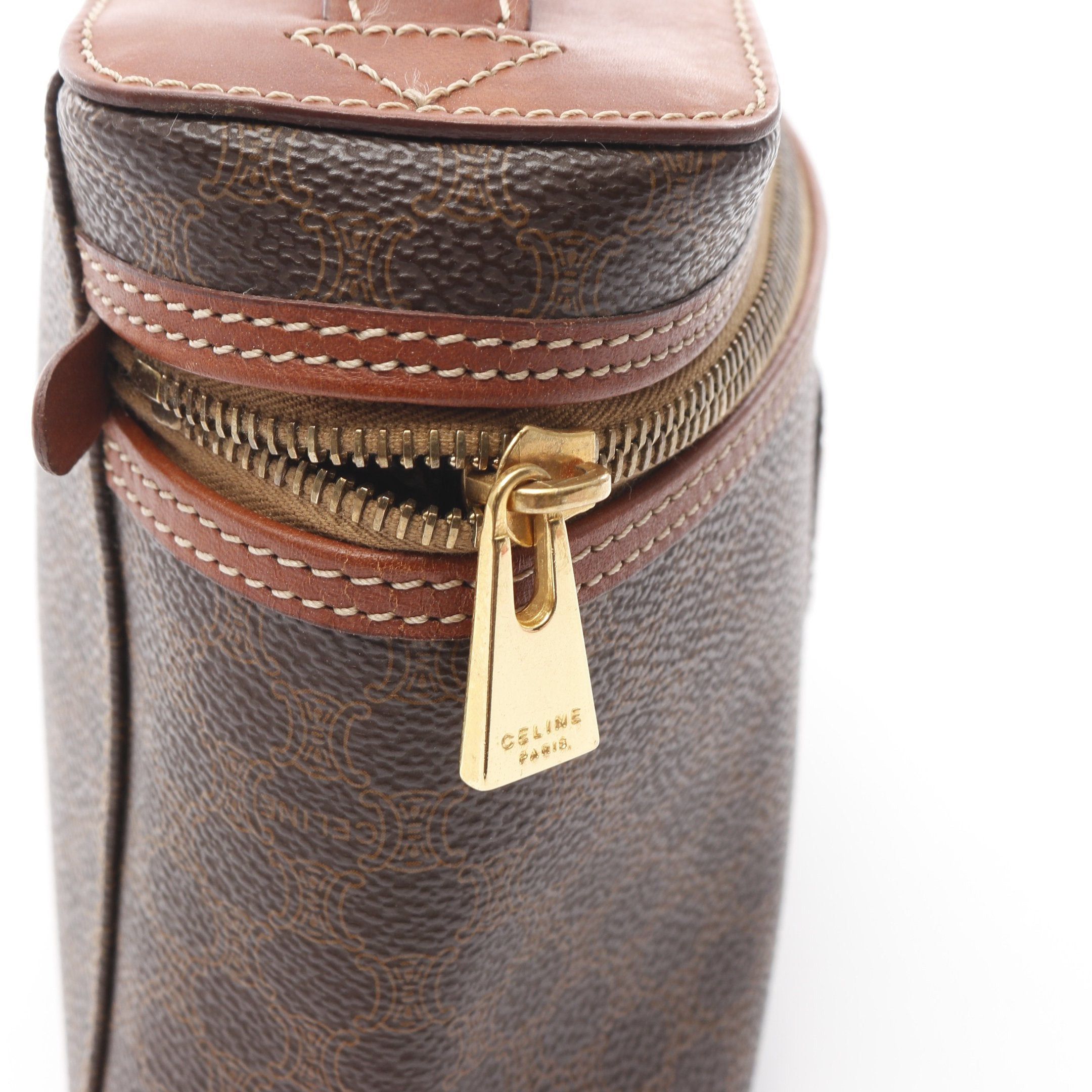 Celine Celine Macadam Vanity Bag Handbag Leather Brown Dark Size ONE SIZE - 8 Thumbnail