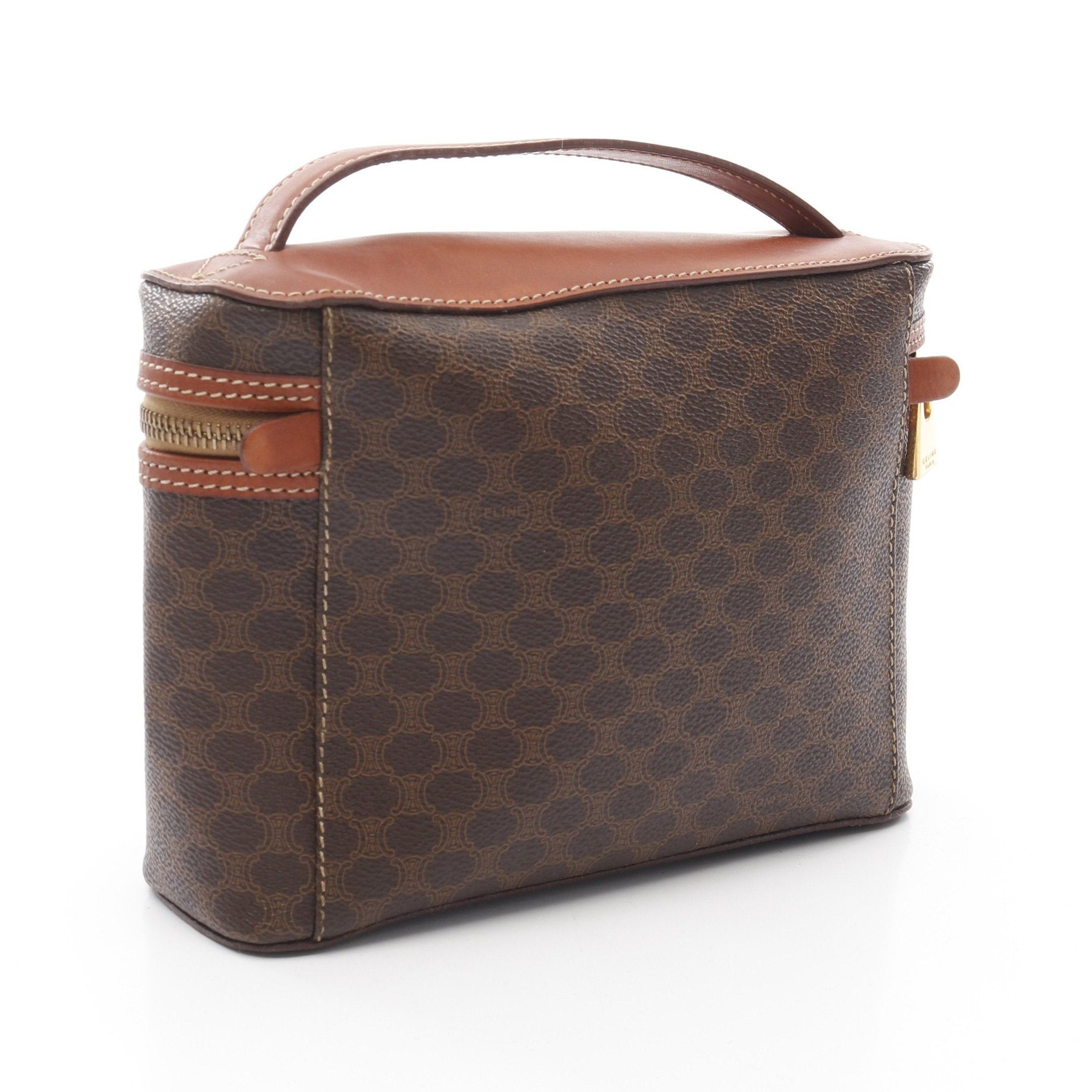 Celine Celine Macadam Vanity Bag Handbag Leather Brown Dark Size ONE SIZE - 2 Thumbnail