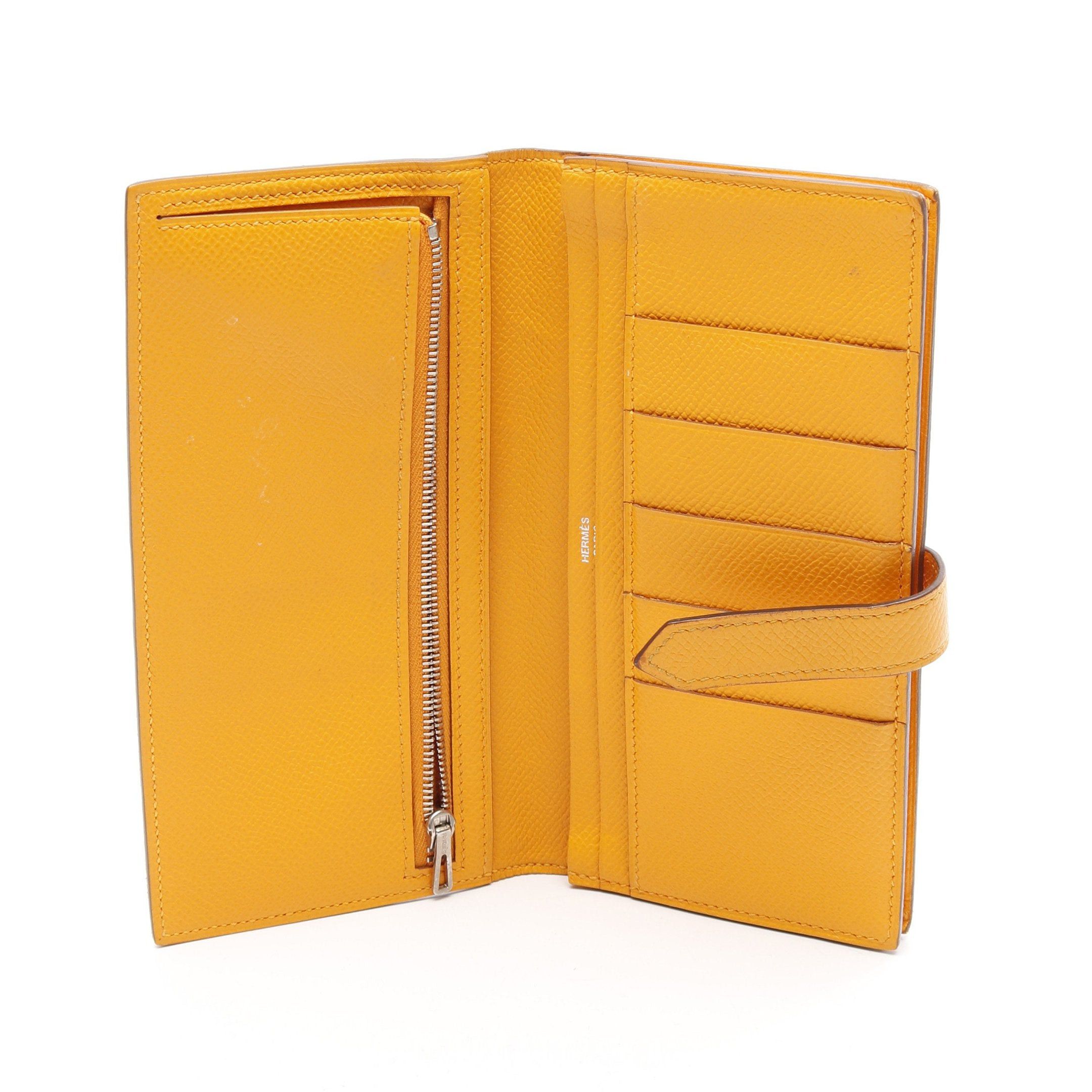 Hermes Hermes Bear Souffle Jaune Bi-Fold Long Wallet Veau Epsom Orange Silver Hardware □ R Stamp Size ONE SIZE - 3 Thumbnail